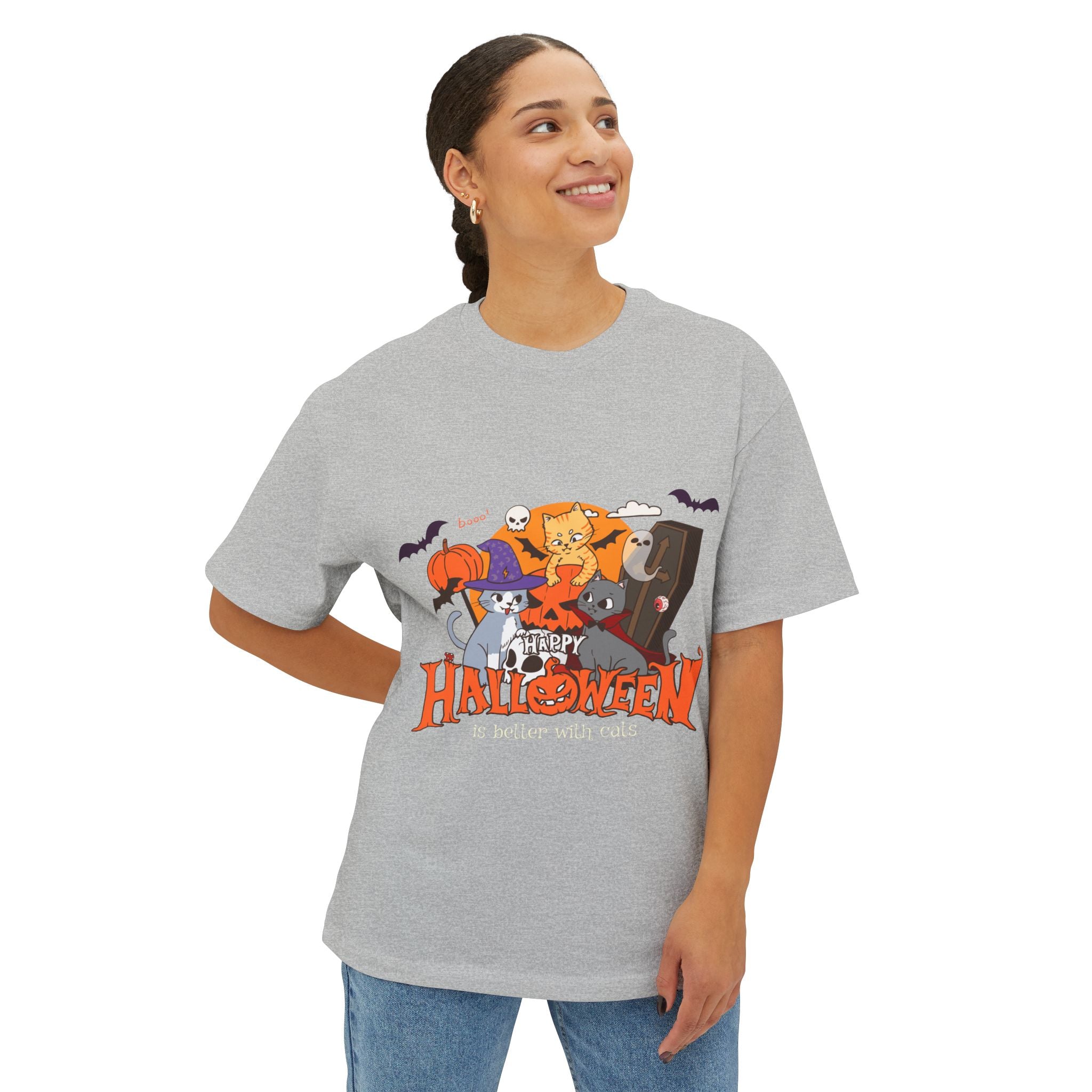 Halloween is Better with Cats | Unisex Oversized Boxy Tee