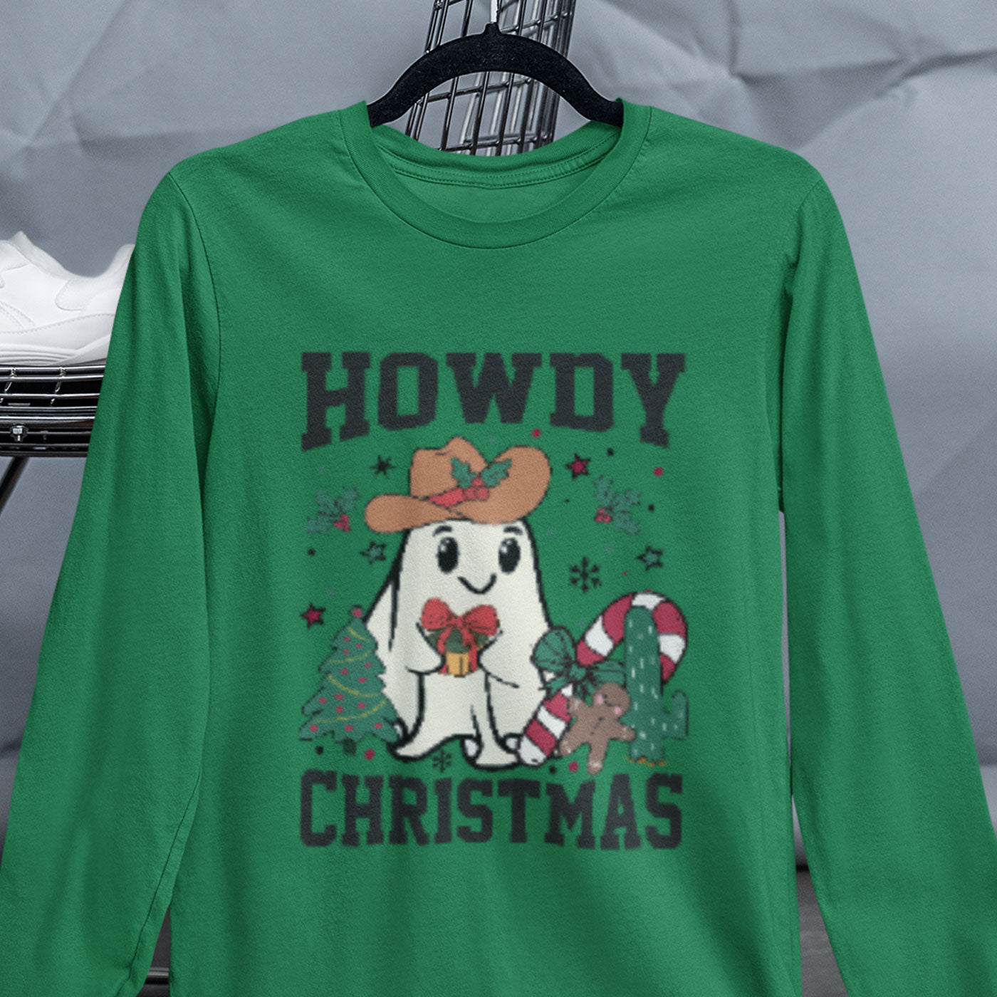 Howdy Christmas | Cute Cowboy Ghost Holiday | Unisex Long Sleeve