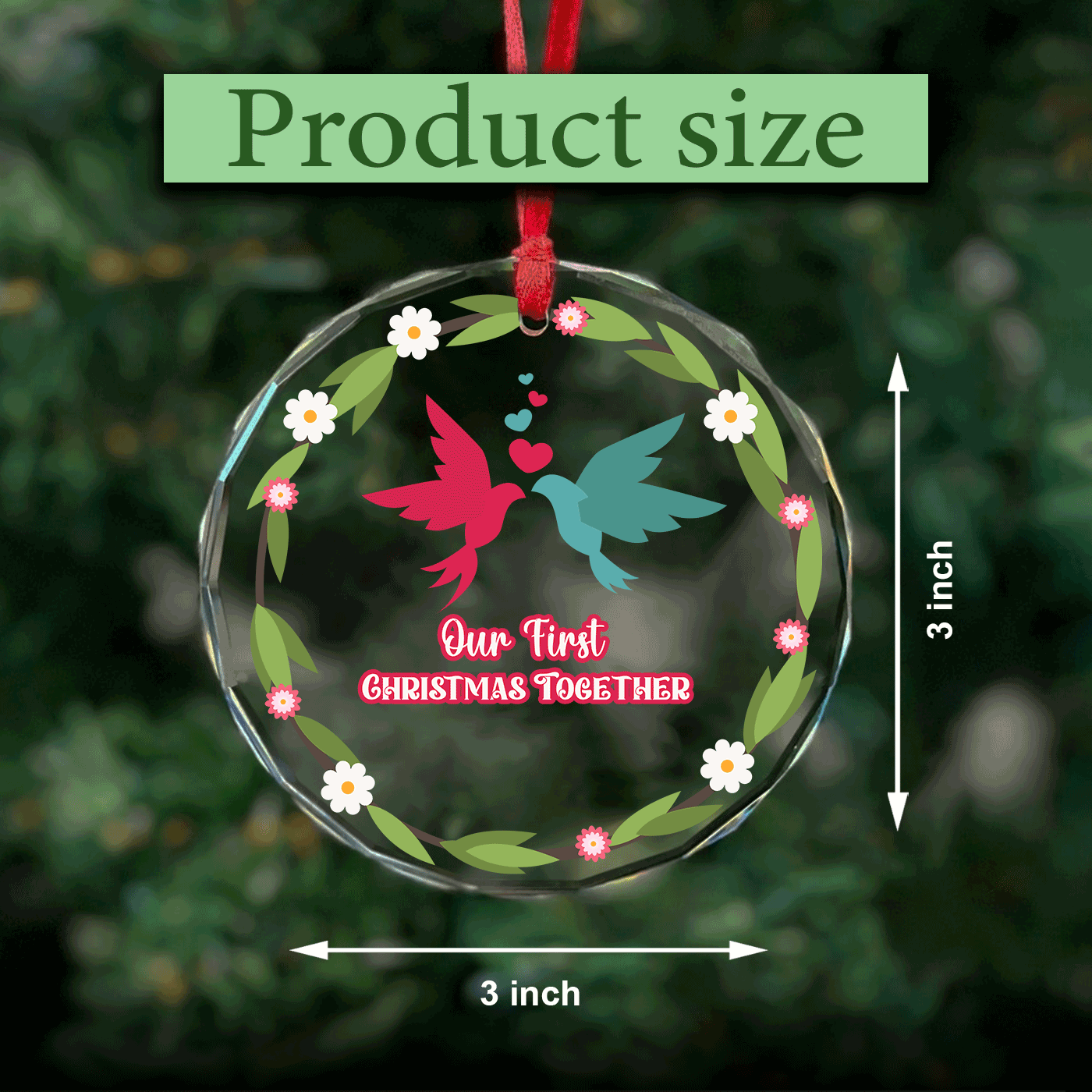 Our First Christmas Together | A Lovebirds Celebration | Glass Ornament