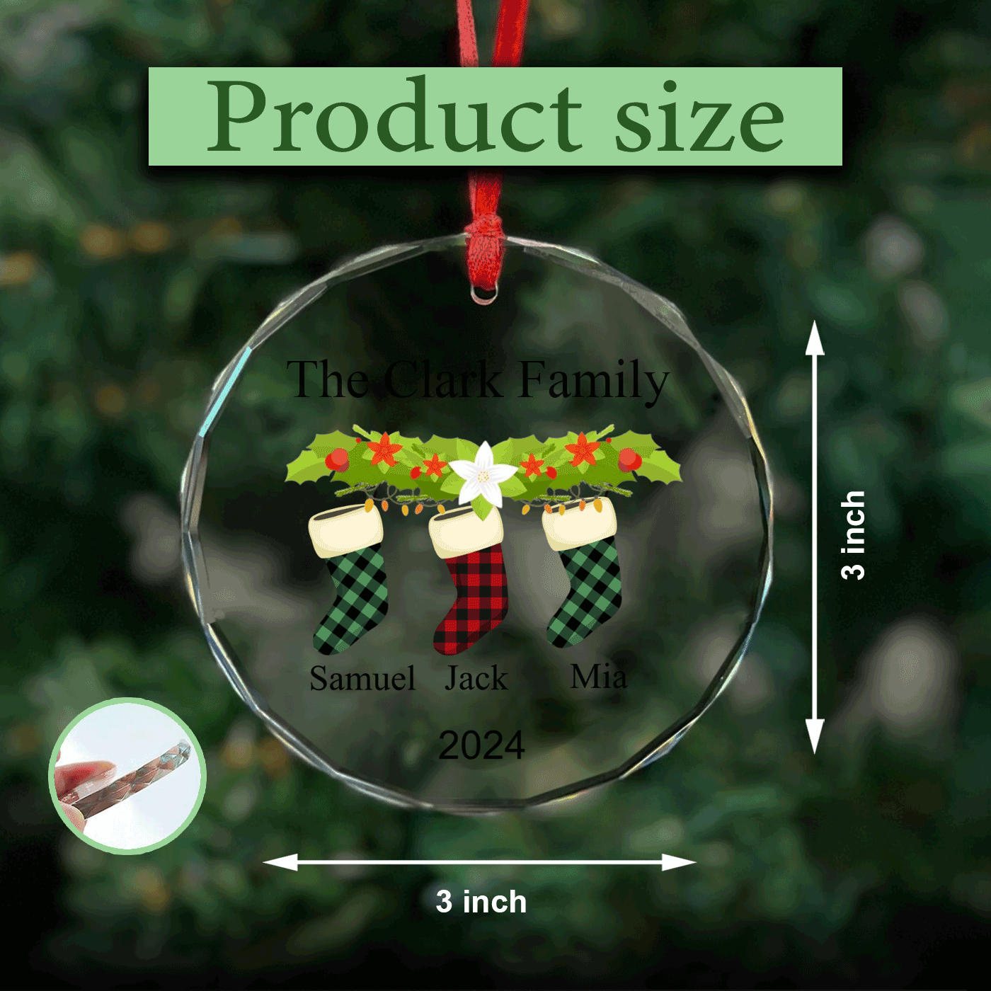 Personalized Family Christmas Socks Glass Ornament – Custom Sock Designs for Each Family Member