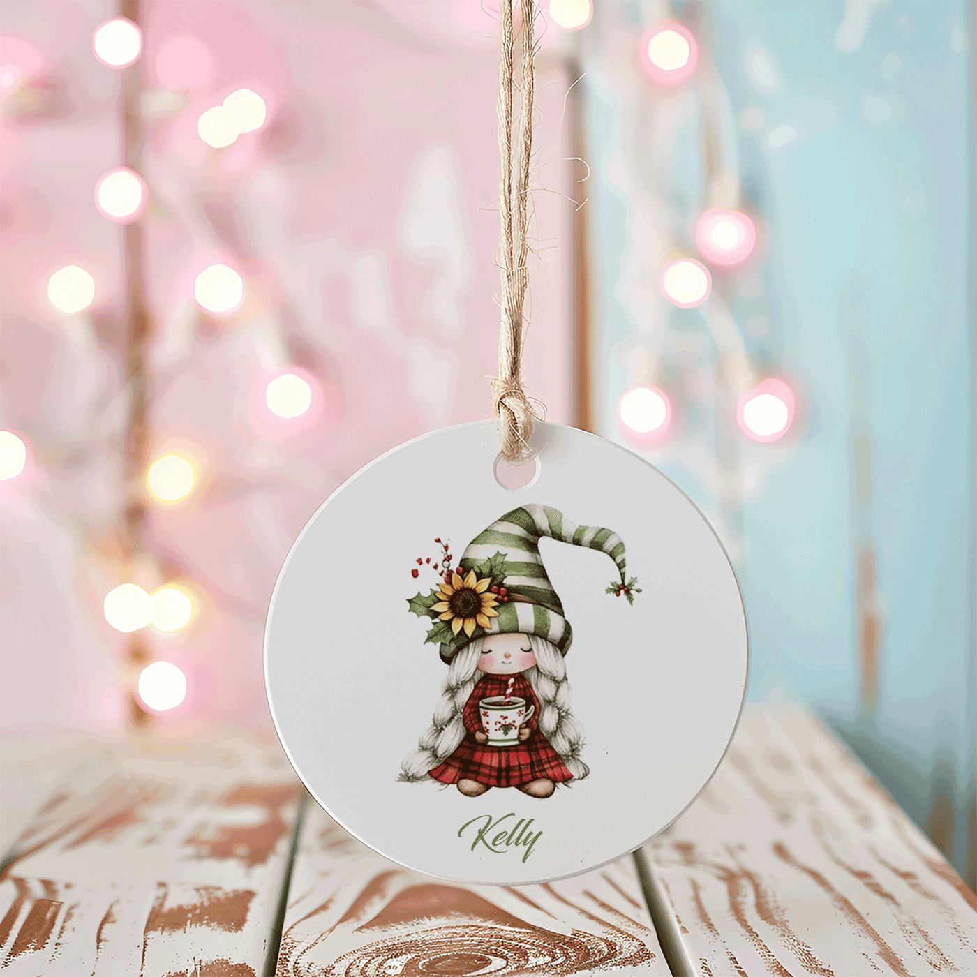 Adorable Christmas Gnome with Hot Cocoa | Festive Holiday Decor | Ceramic Ornament