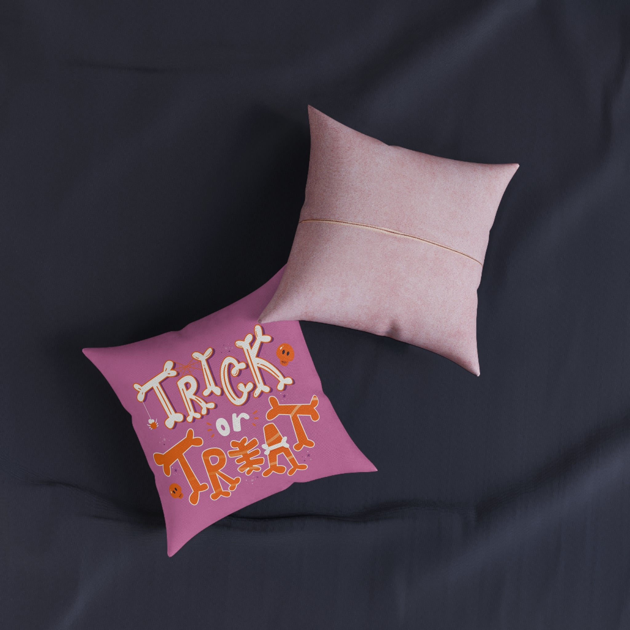 Halloween Trick or Treat | Square Pillow - Pink Back