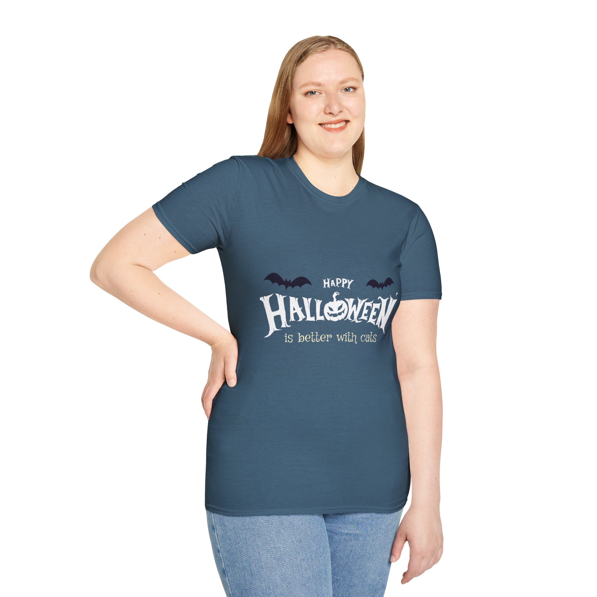 Halloween with Witch's Cats | Unisex Softstyle T-Shirt