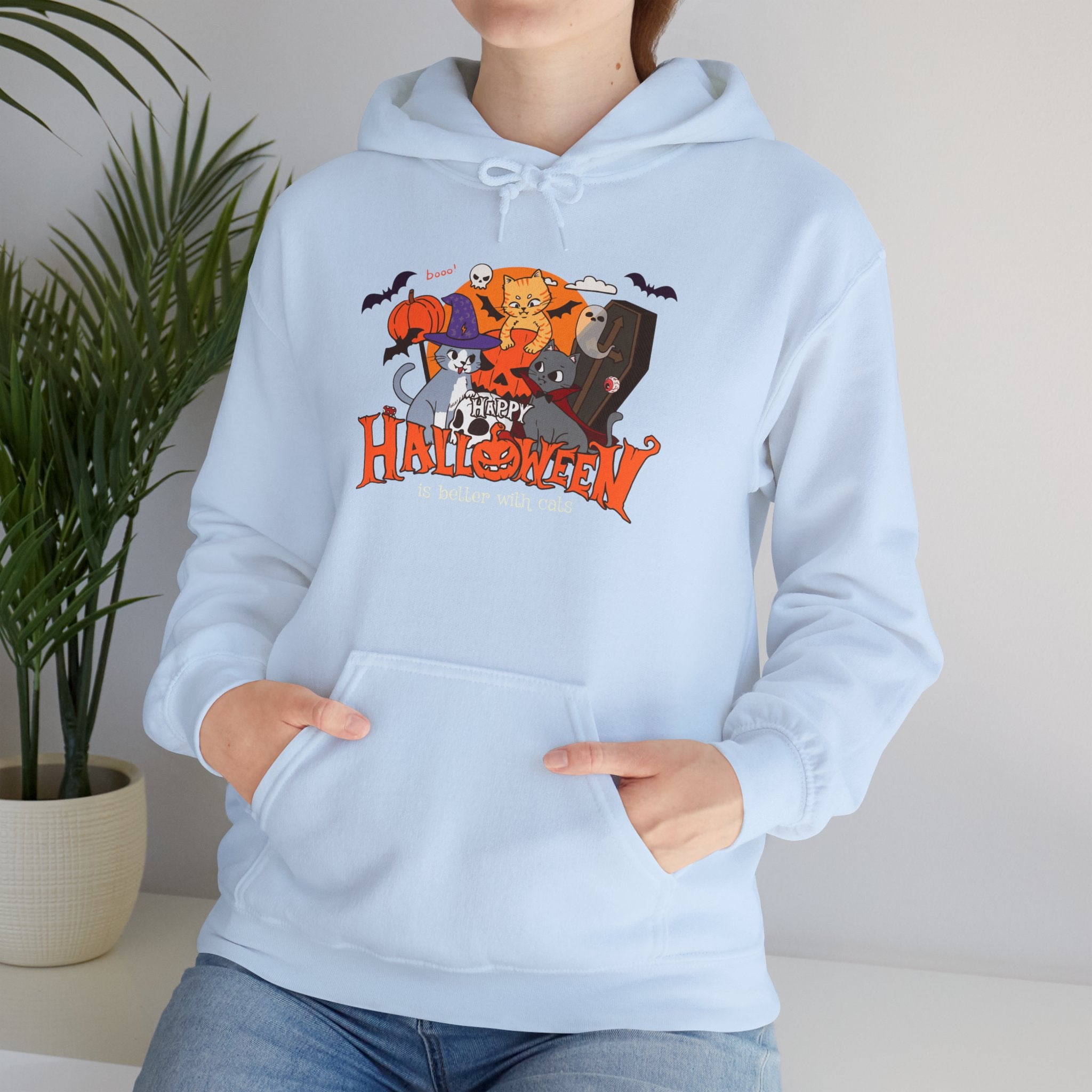 Halloween is Better with Cats | Unisex Heavy Blend Hooded Sweatshirt