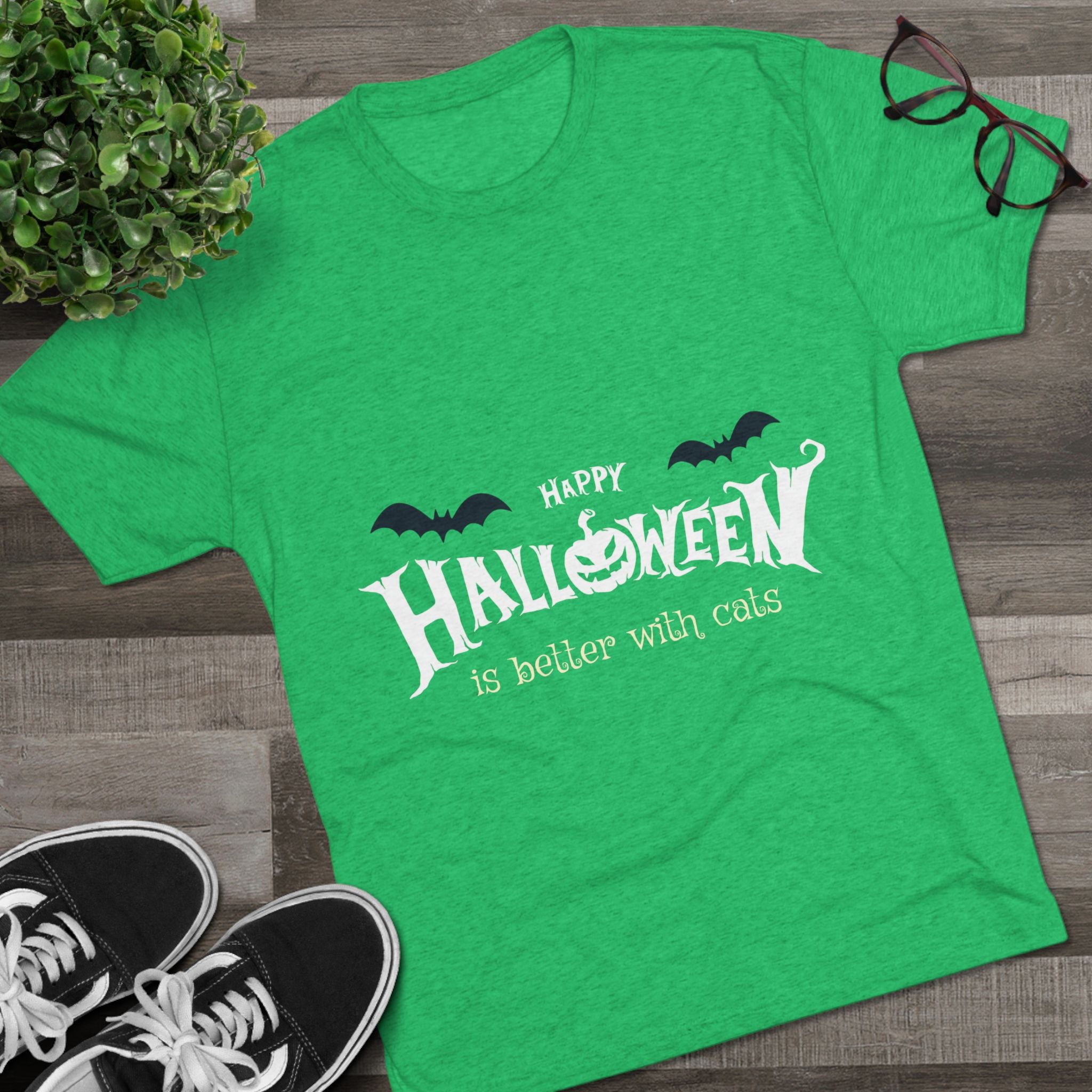 Halloween with Witch's Cats | Unisex Tri-Blend Crew Tee