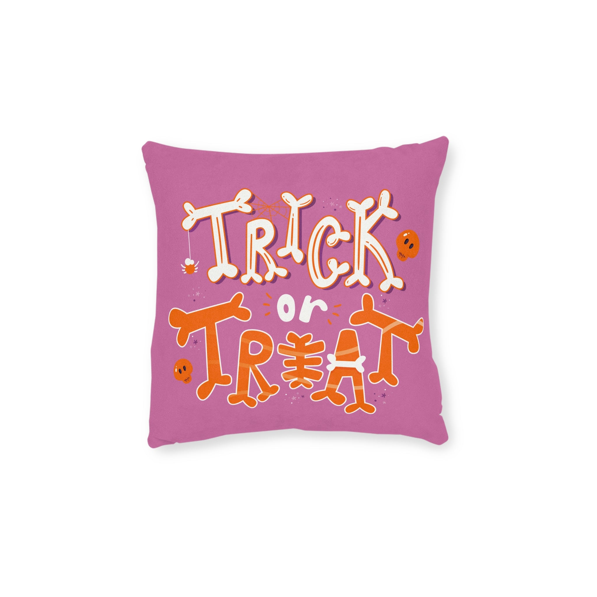 Halloween Trick or Treat | Square Pillow - Pink Back