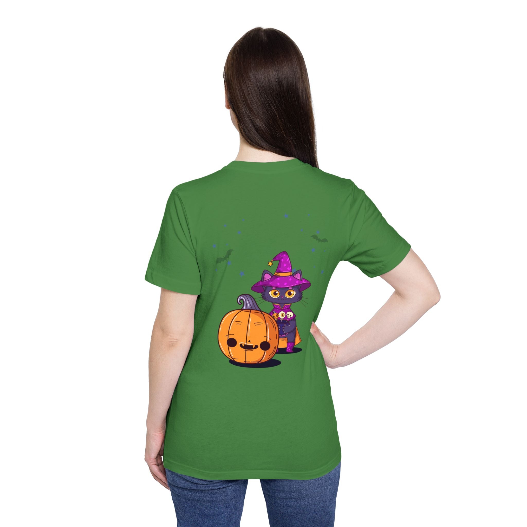 Halloween with Witch's Cats | USA-Made Unisex Short-Sleeve Jersey T-Shirt