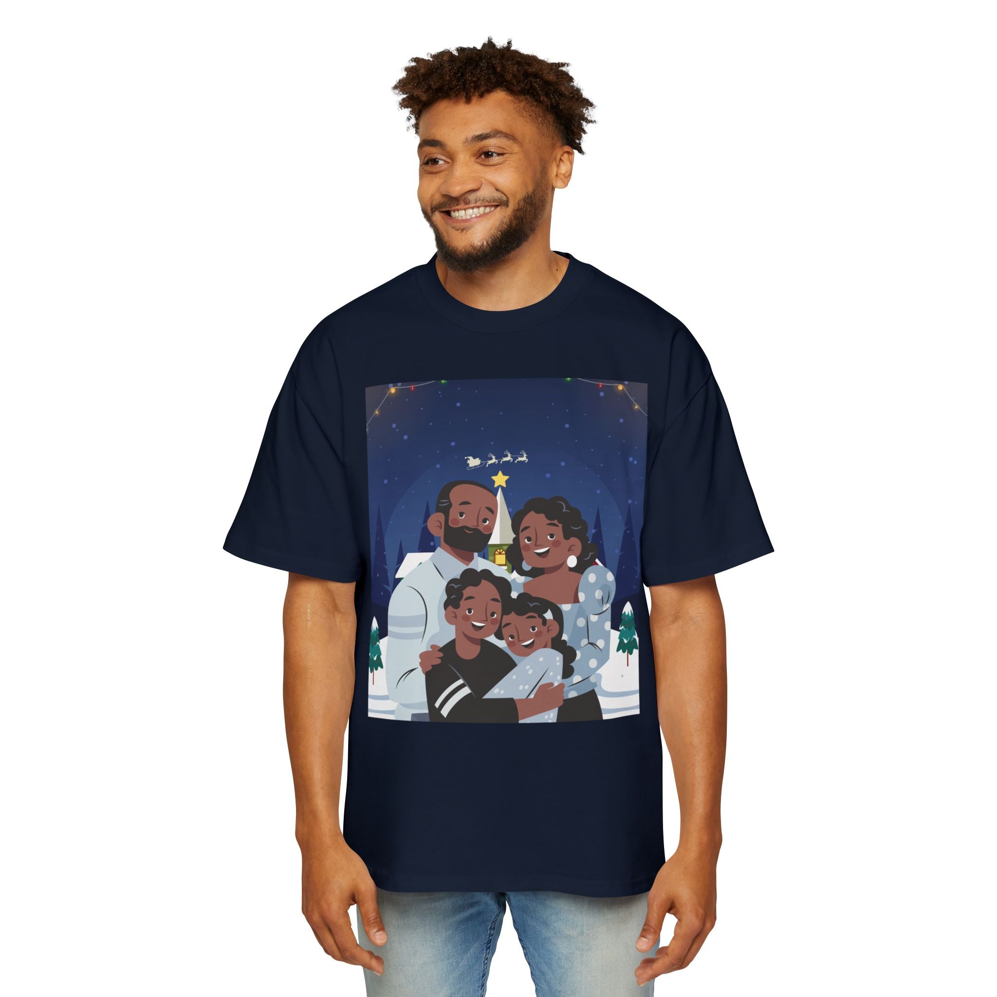 Happy Christmas Family | Men's Heavy Oversized Tee