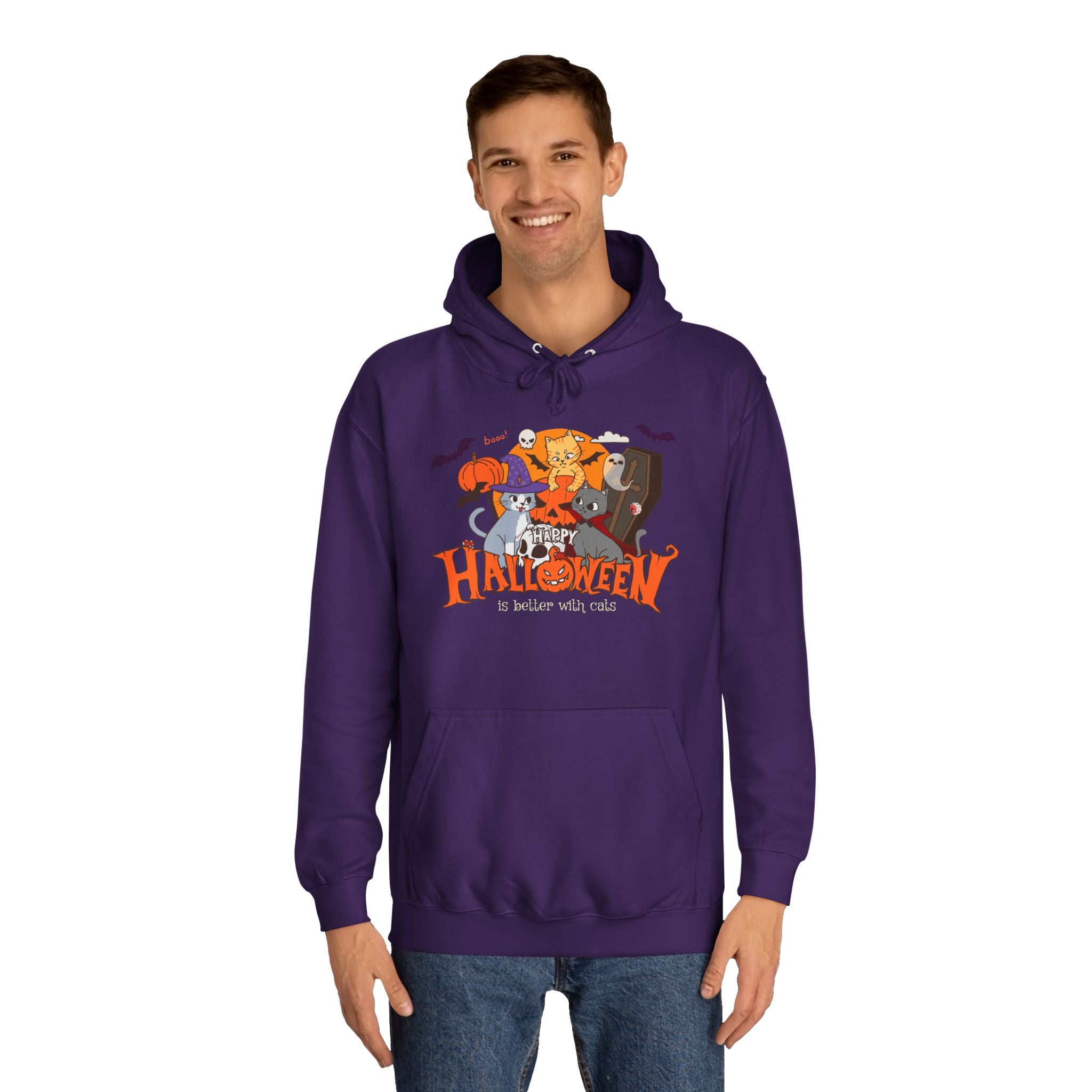 Halloween is Better with Cats | Unisex College Hoodie