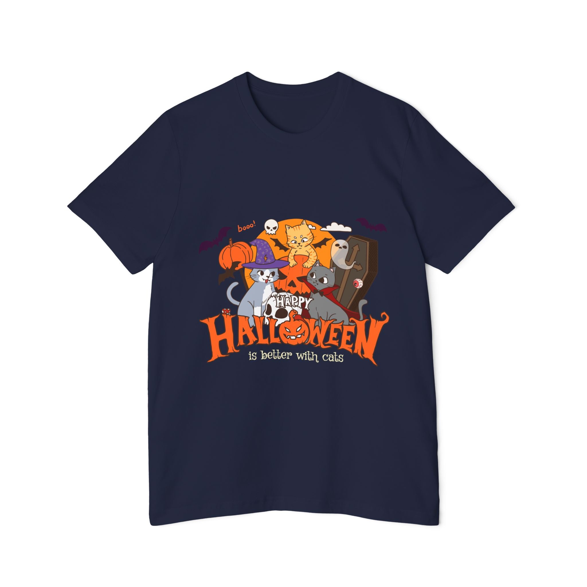 Halloween is Better with Cats | USA-Made Unisex Short-Sleeve Jersey T-Shirt