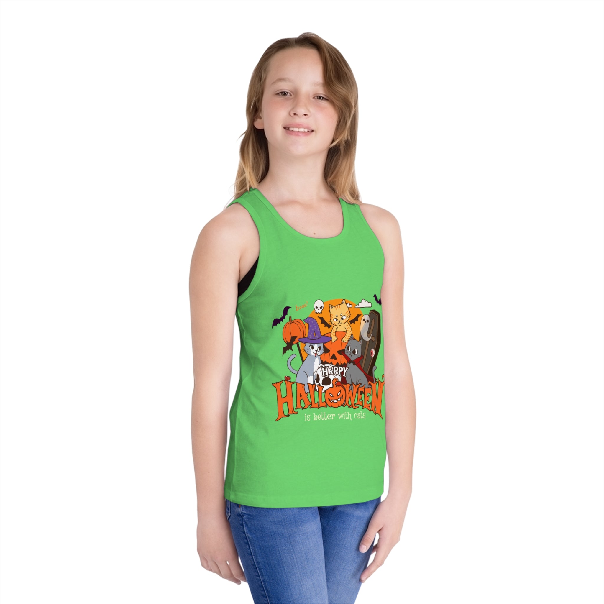 Halloween is Better with Cats | Kid's Jersey Tank Top