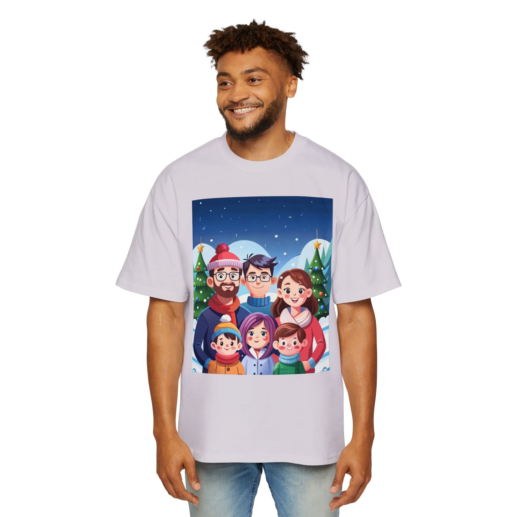 Happy Christmas with Family | Men's Heavy Oversized Tee