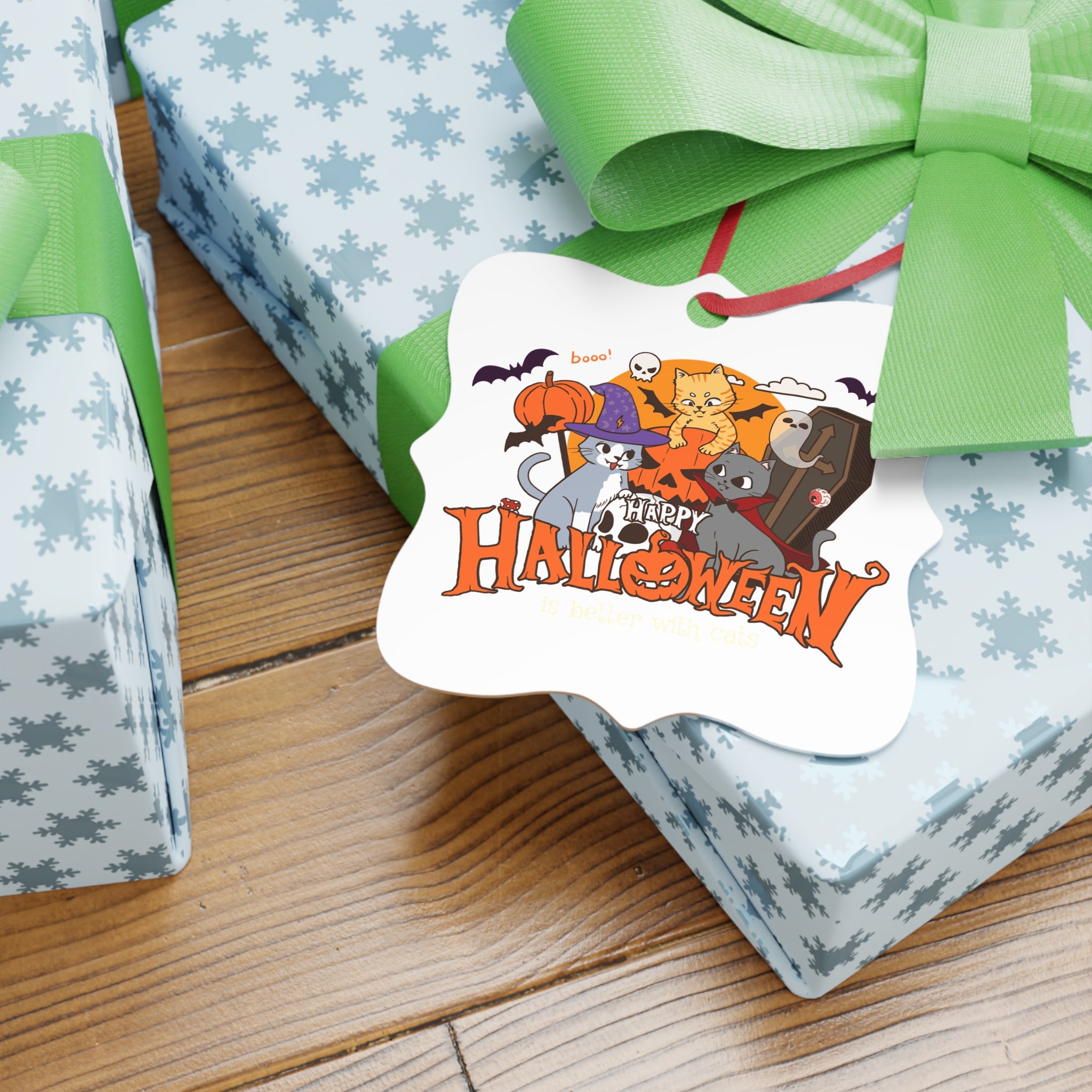 Halloween is Better with Cats | Aluminum Ornaments