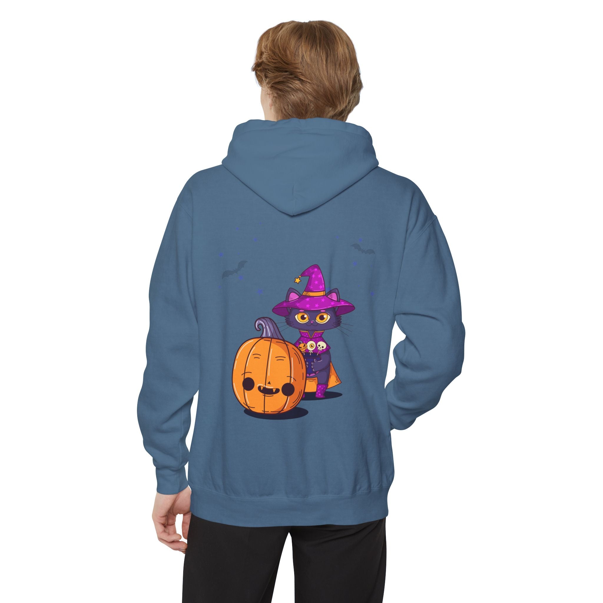 Halloween with Witch's Cats | Unisex Garment-Dyed Hoodie