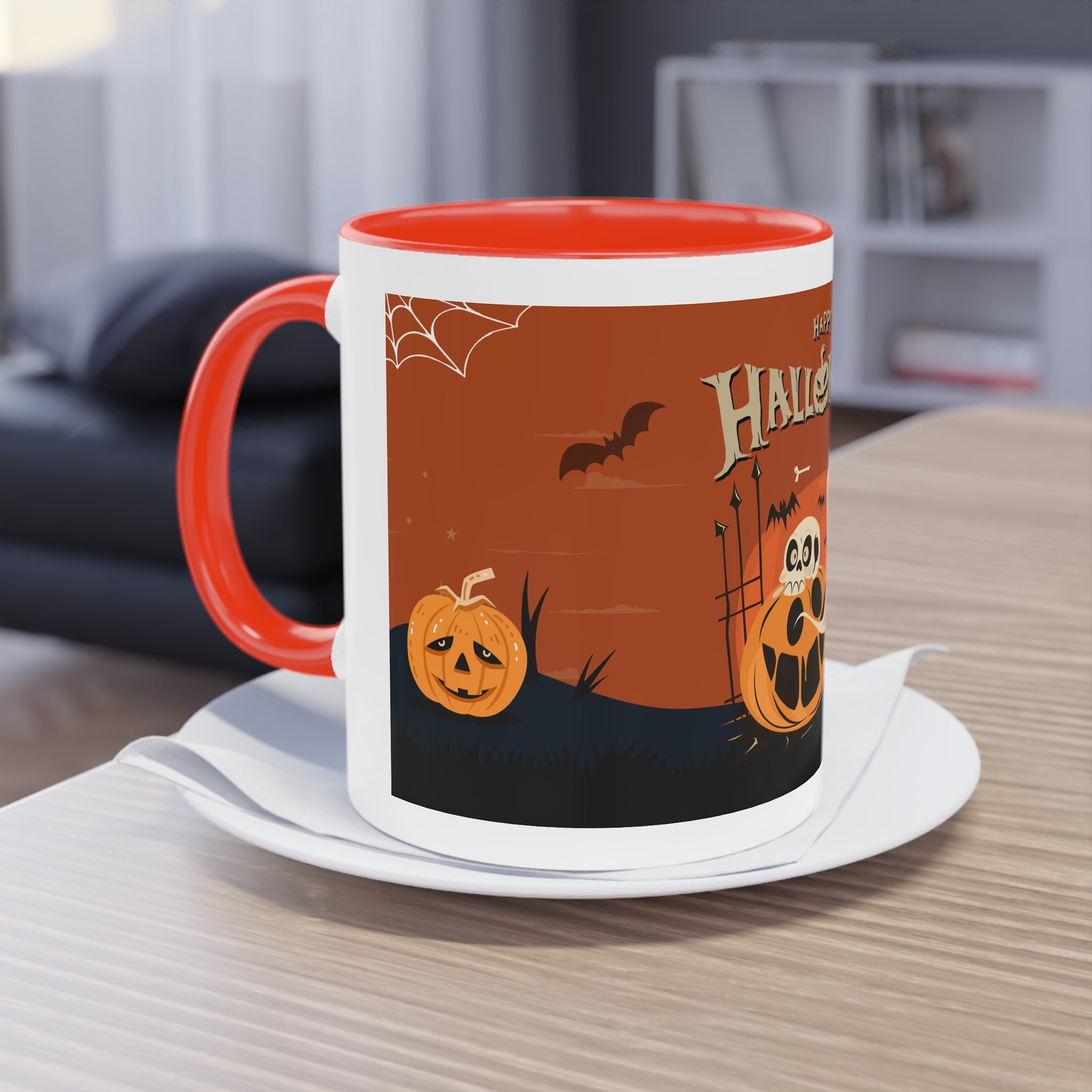 Happy Halloween with Pumpkin | Two-Tone Coffee Mug