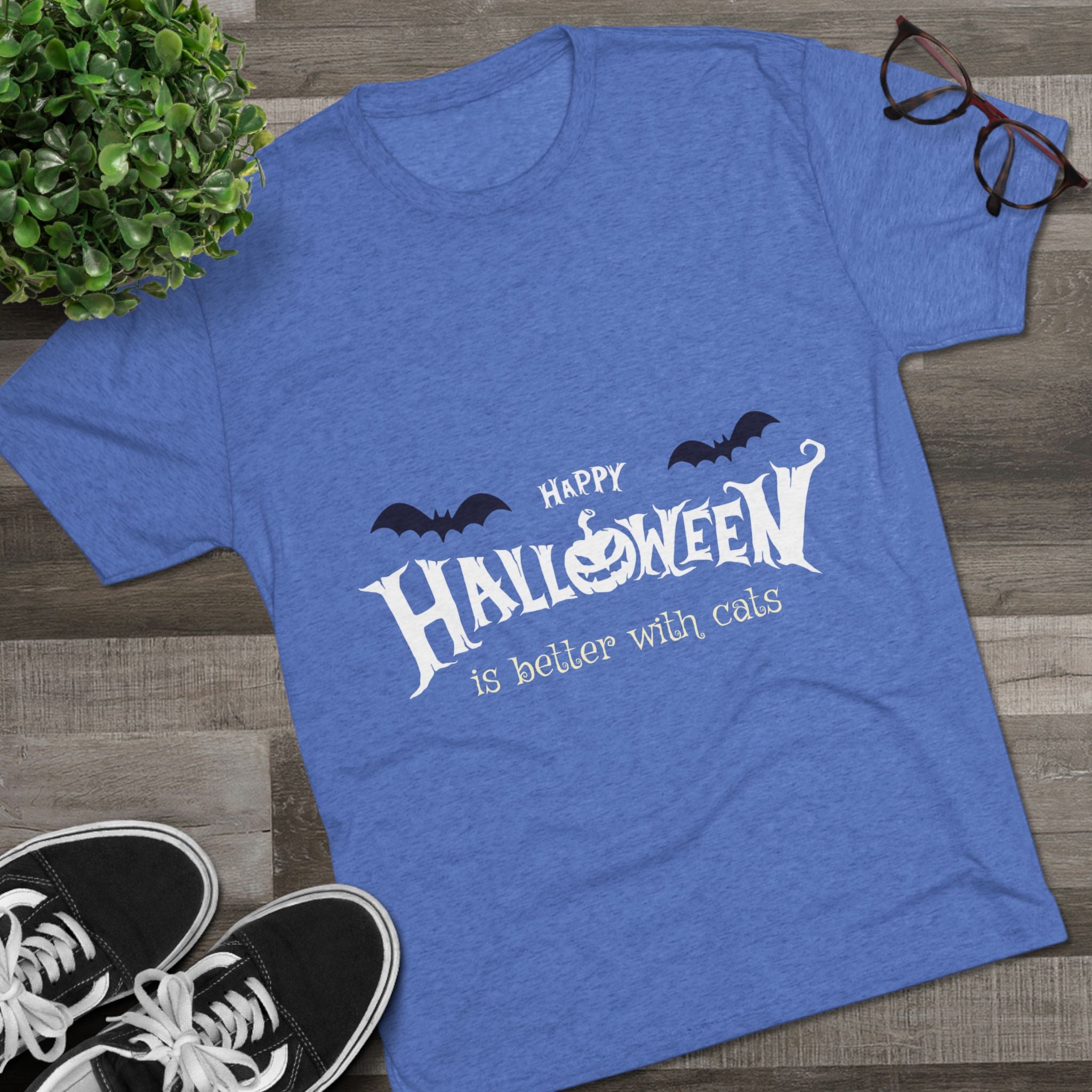 Halloween with Witch's Cats | Unisex Tri-Blend Crew Tee