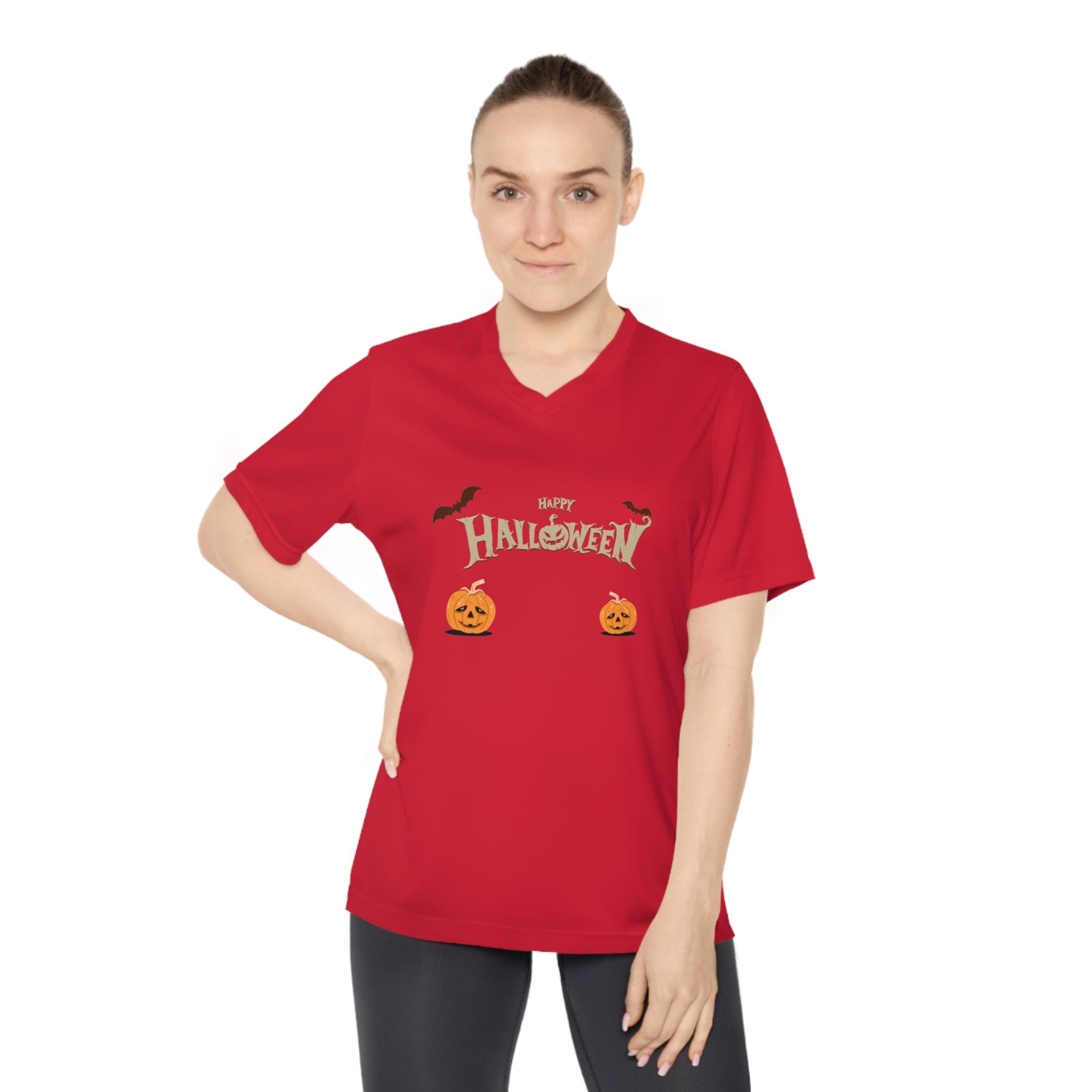 Halloween with Pumpkins | Women's Performance V-Neck T-Shirt
