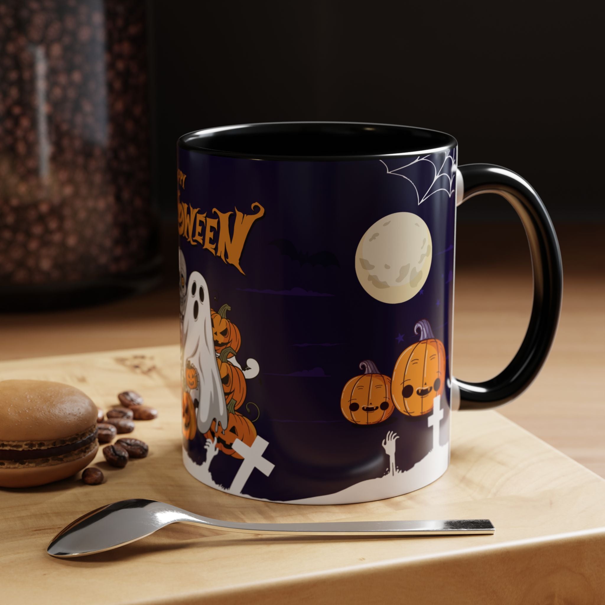 Happy Halloween with Skeleton | Accent Coffee Mug