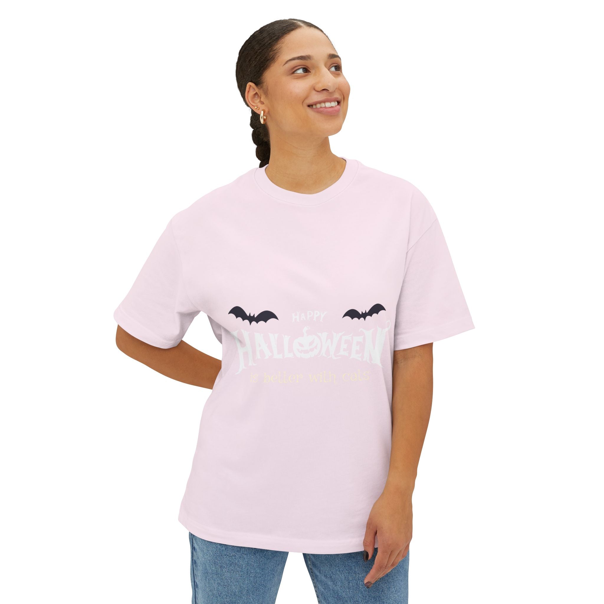 Halloween with Witch's Cats | Unisex Oversized Boxy Tee