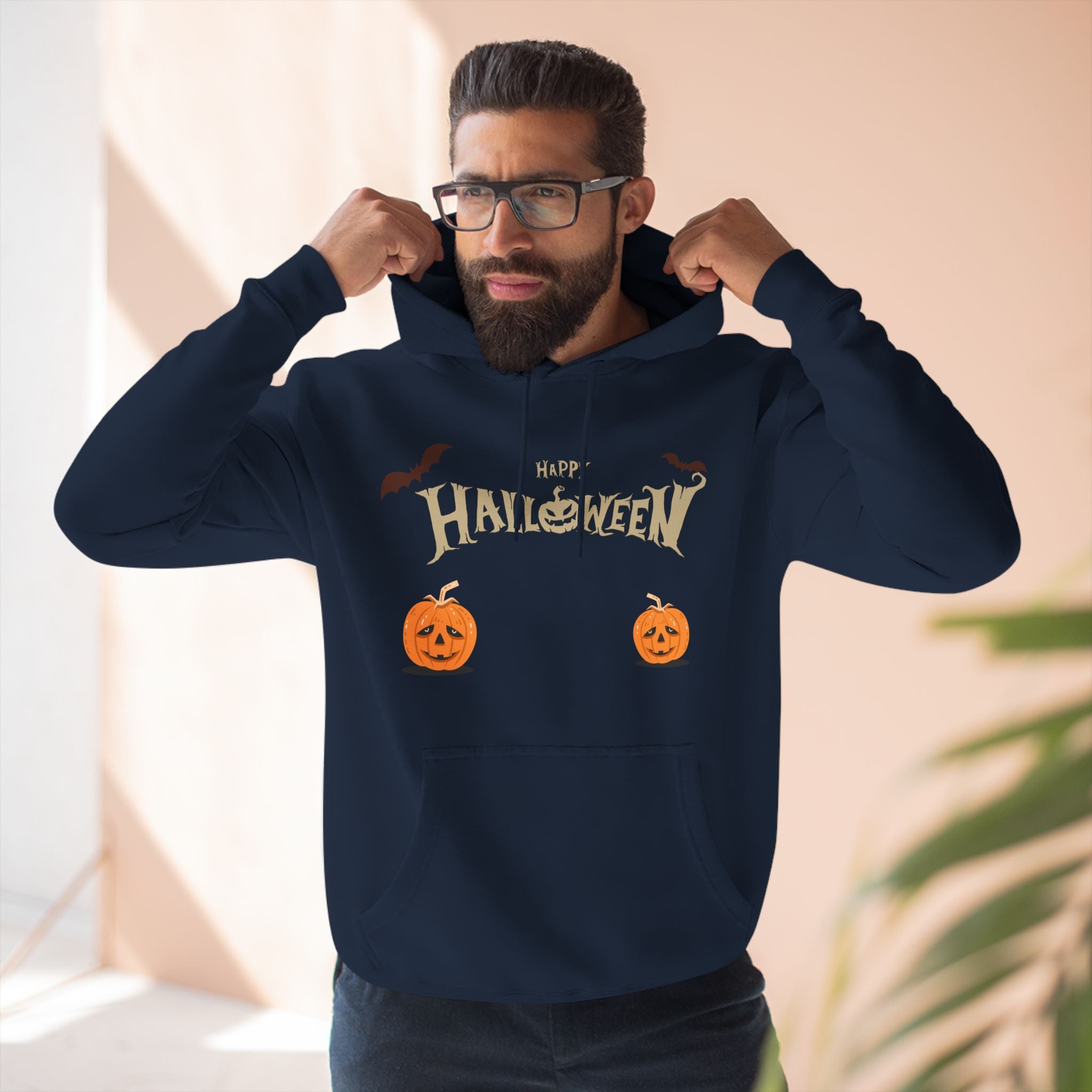 Halloween with Pumpkins | Three-Panel Fleece Hoodie