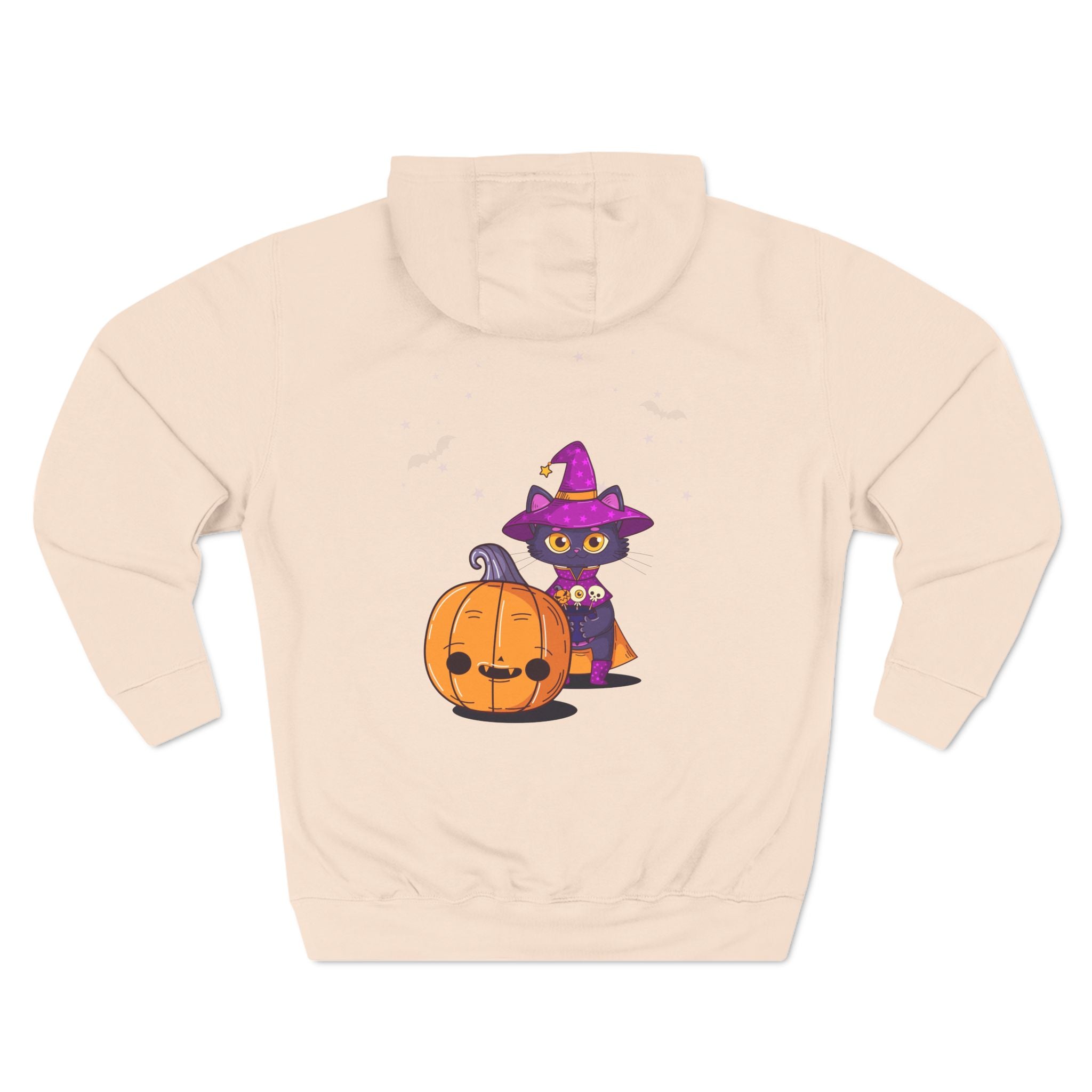 Halloween with Witch's Cats | Three-Panel Fleece Hoodie