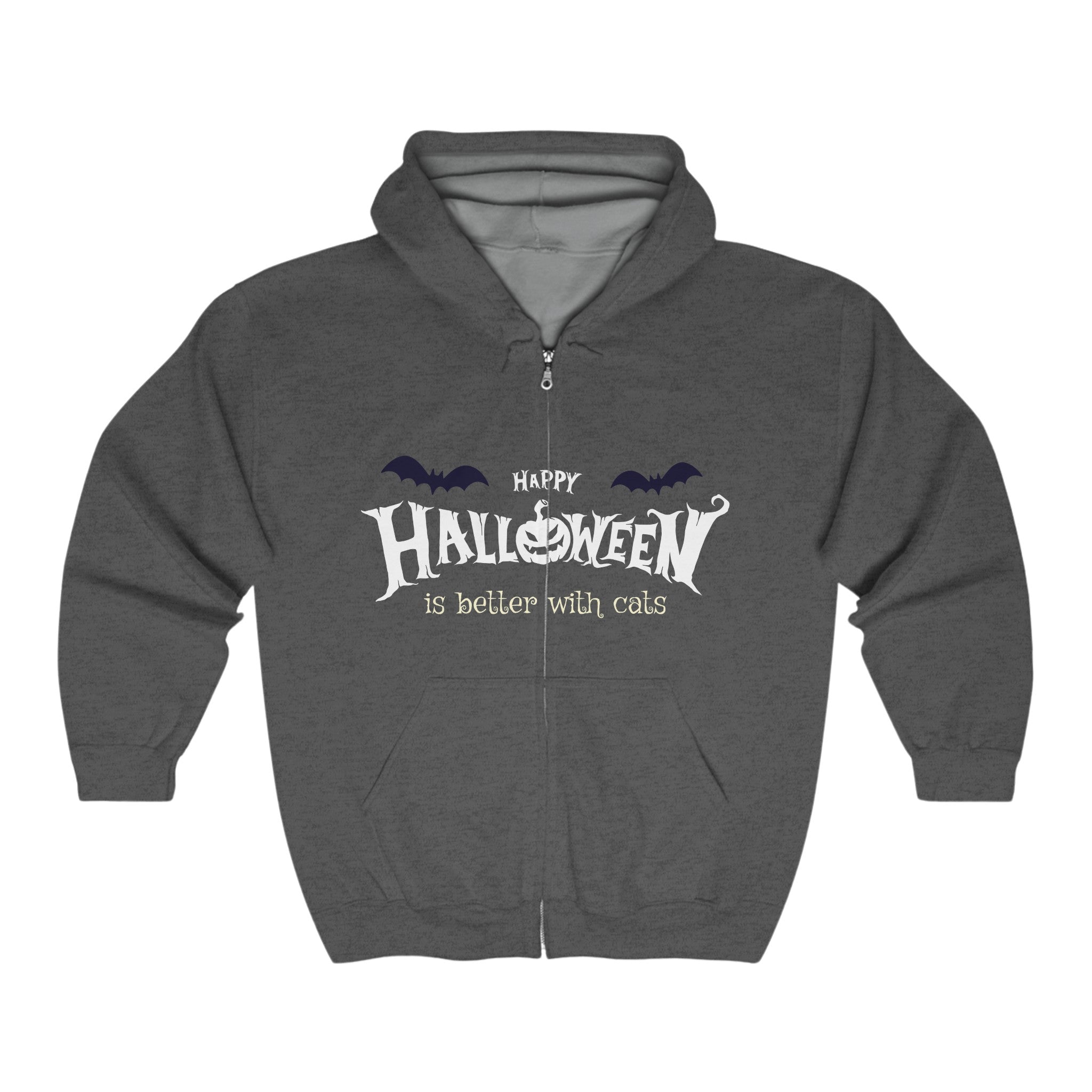 Halloween with Witch's Cats | Unisex Heavy Blend Full Zip Hooded Sweatshirt