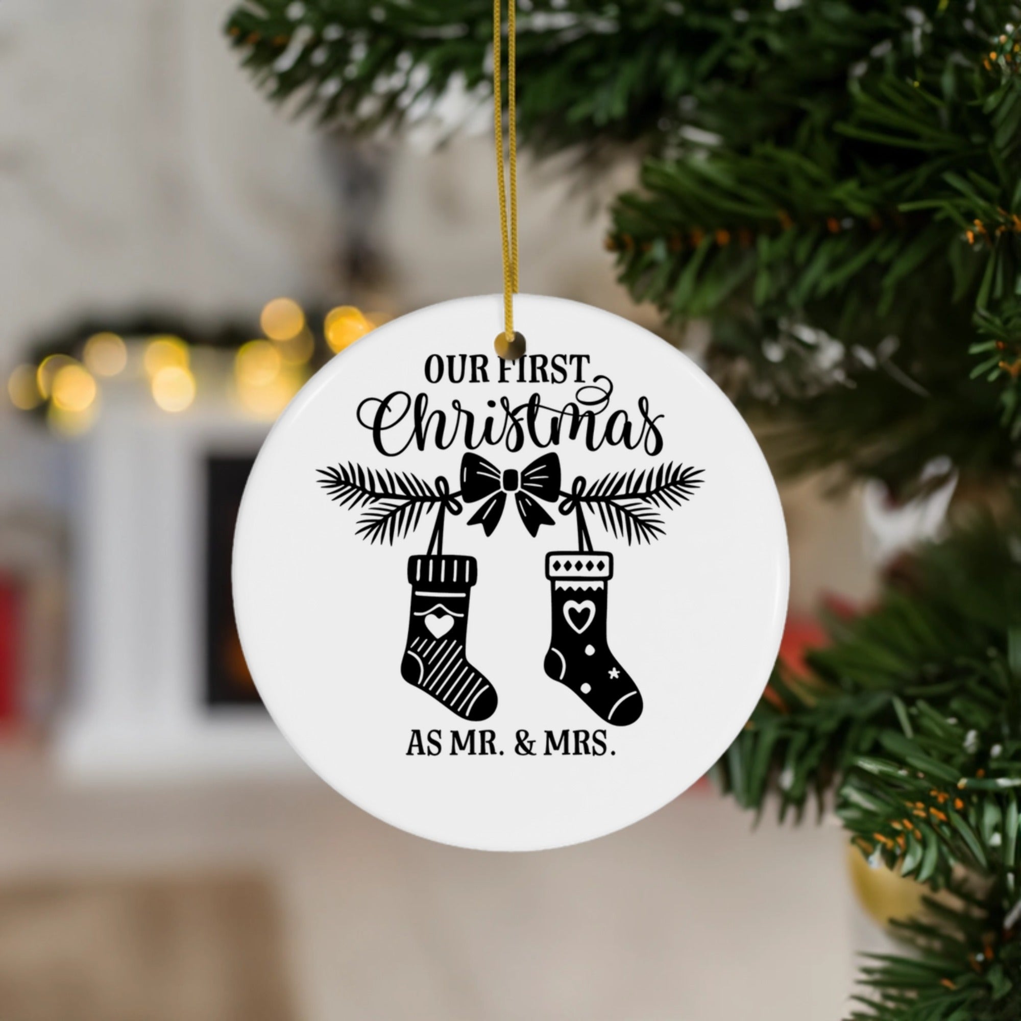 Our First Christmas as Mr. & Mrs. | Newlywed Keepsake | Ceramic Ornament