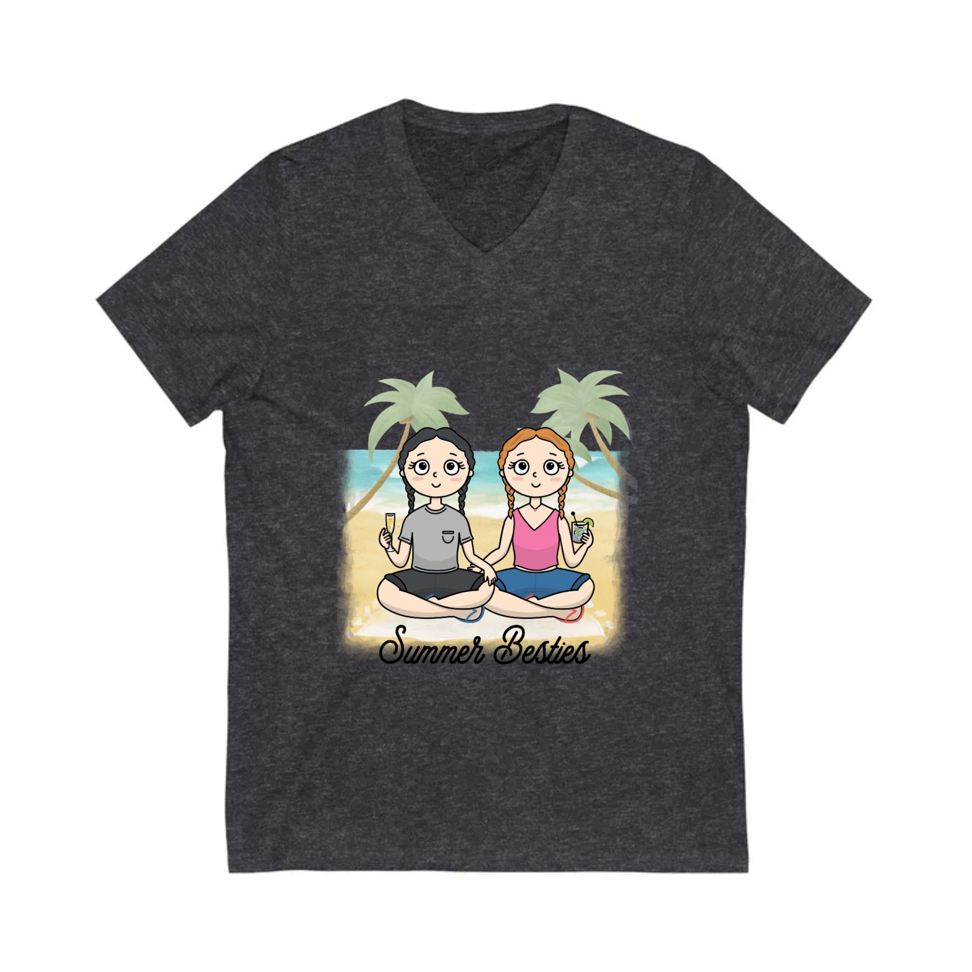 Summer Besties | Unisex Jersey Short Sleeve V-Neck Tee