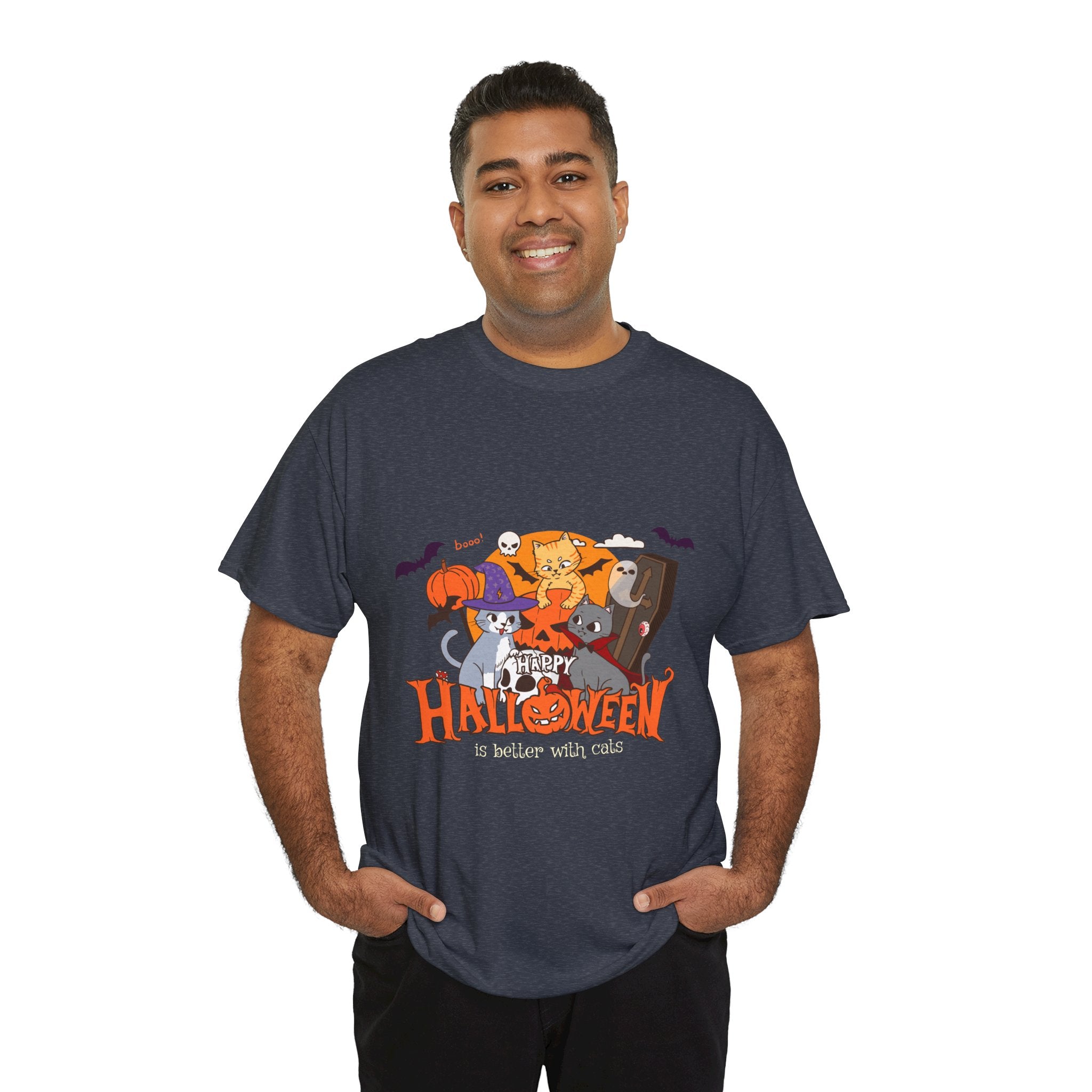 Halloween is Better with Cats | Unisex Heavy Cotton Tee