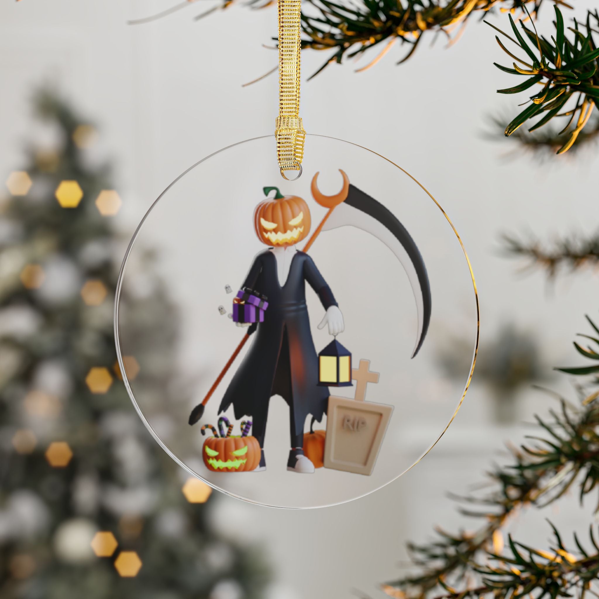 Halloween Pumpkin Reaper Strikes | Acrylic Ornaments