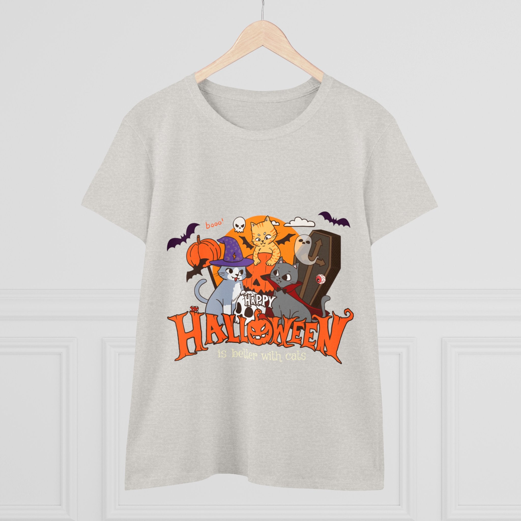 Halloween is Better with Cats | Women's Midweight Cotton Tee