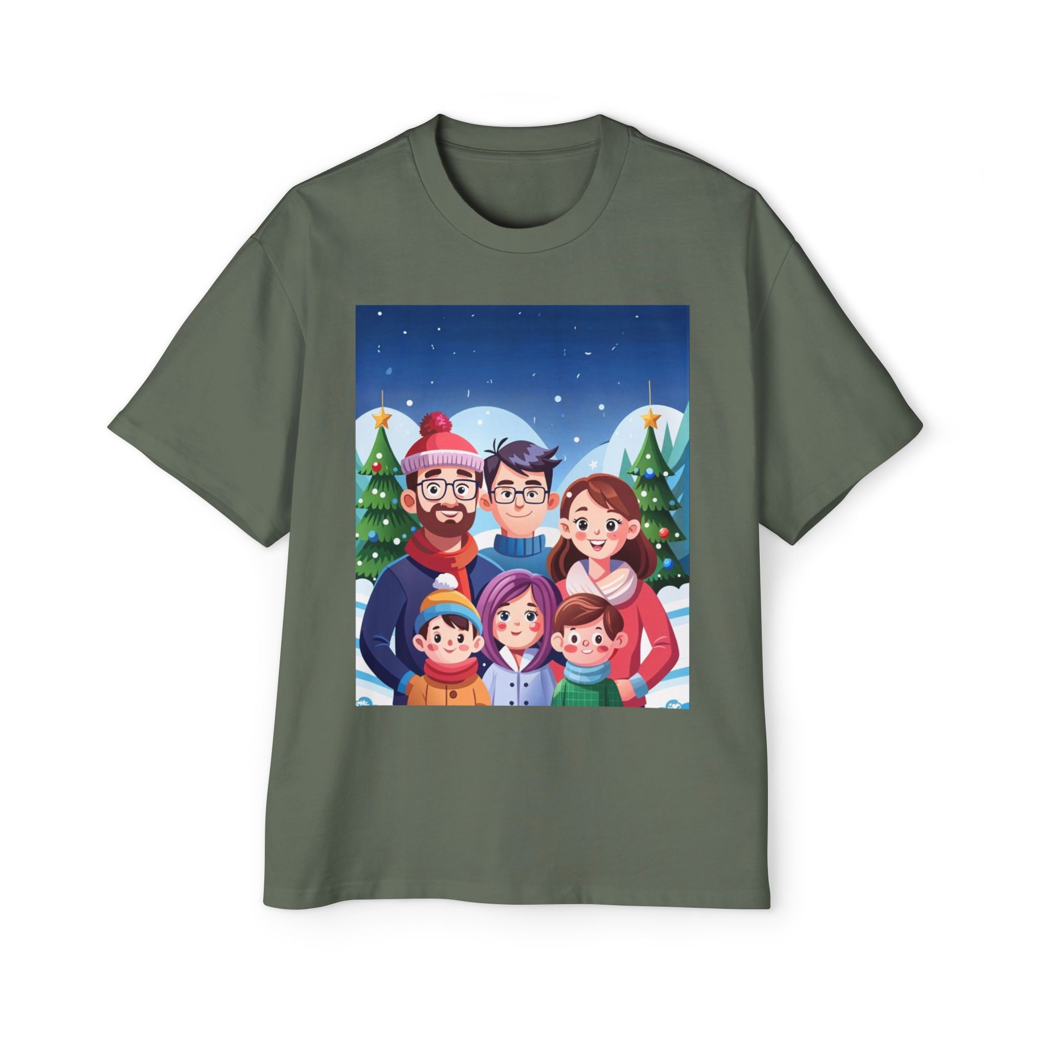 Happy Christmas with Family | Men's Heavy Oversized Tee