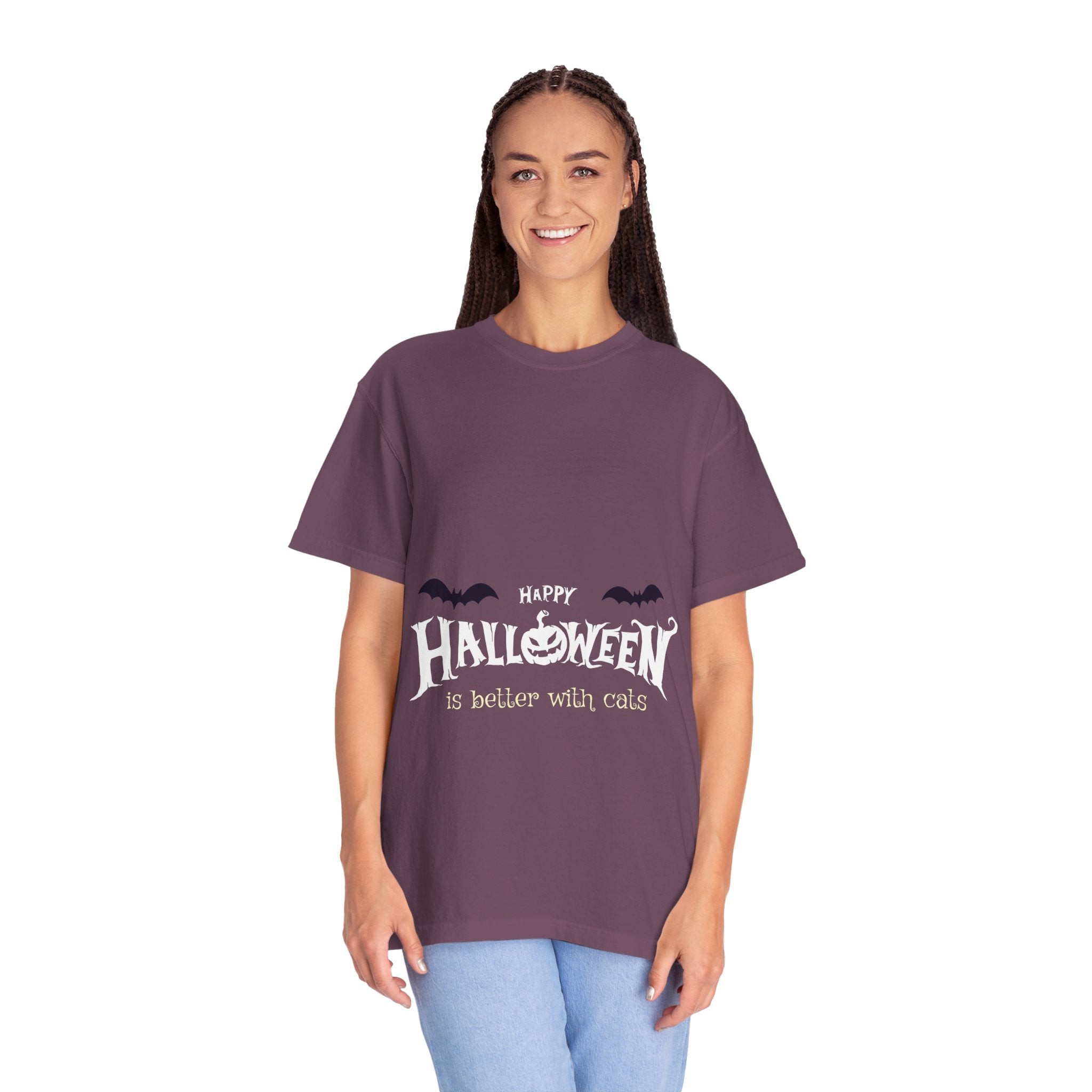 Halloween with Witch's Cats | Unisex Garment-Dyed T-shirt