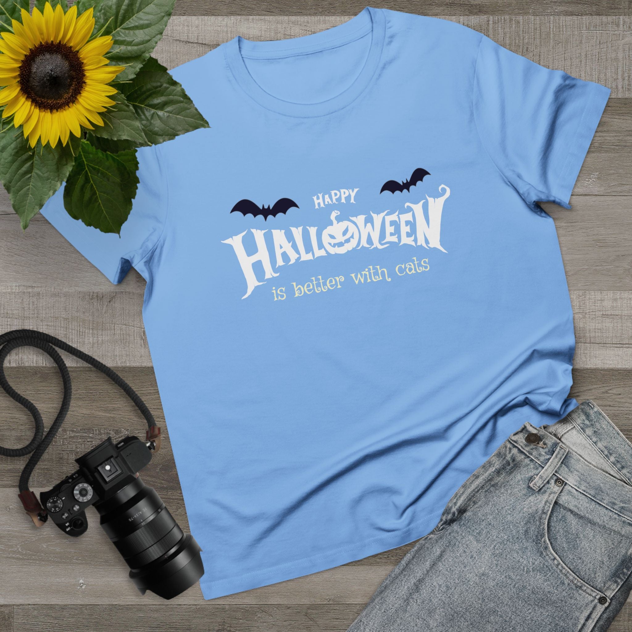 Halloween with Witch's Cats | Women’s Maple Tee