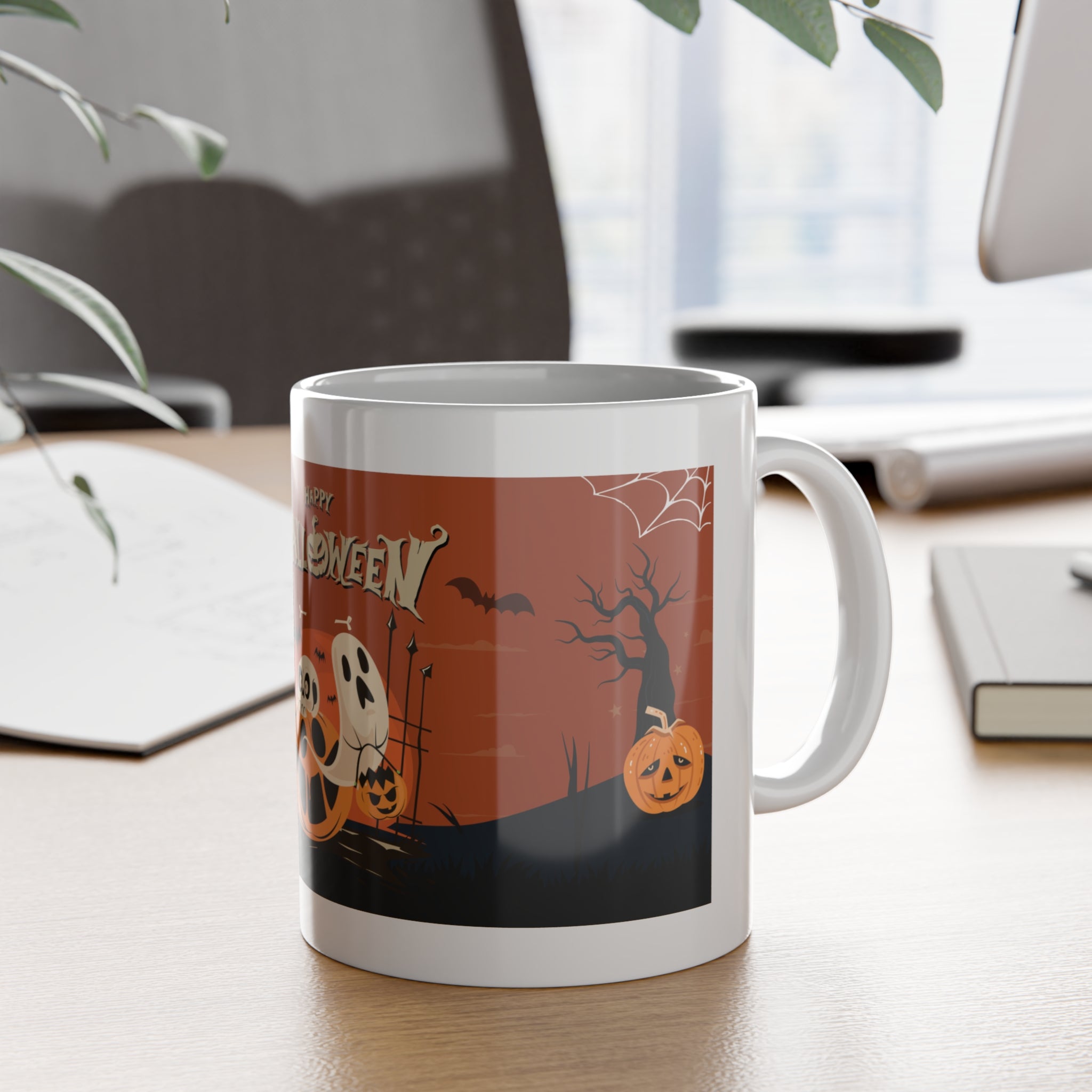 Happy Halloween with Pumpkin | White Ceramic Mug