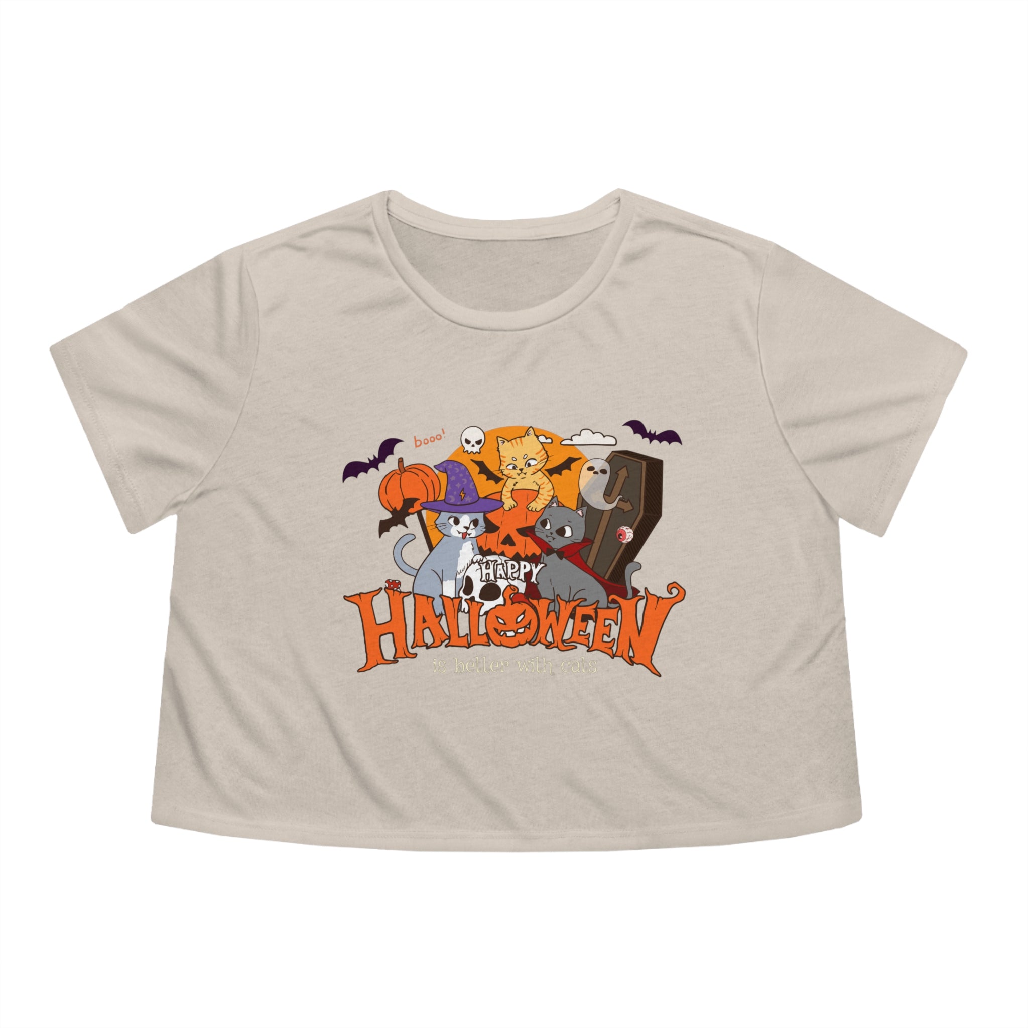 Halloween is Better with Cats | Women's Flowy Cropped Tee