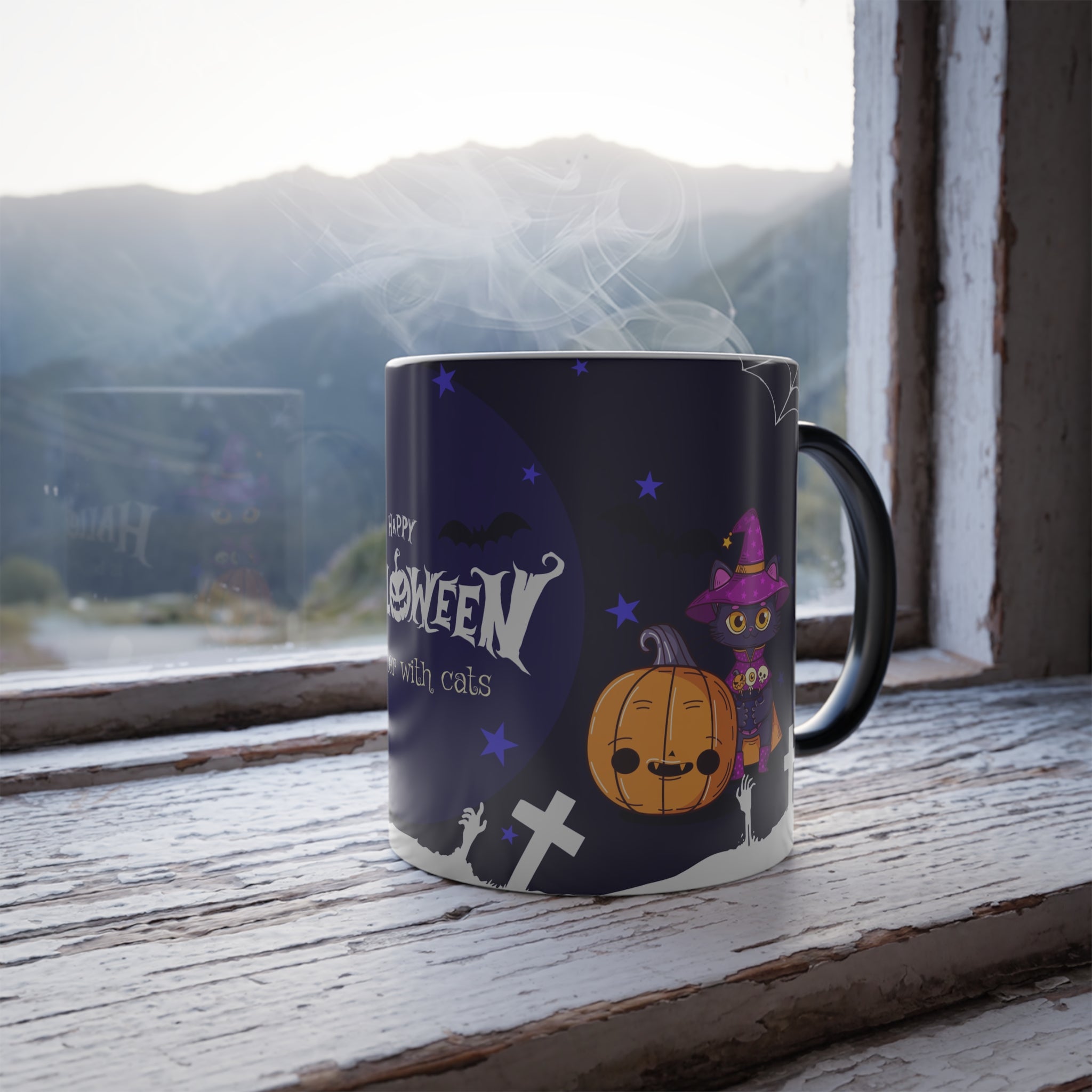 Happy Halloween with Witch's Cats | Color Morphing Mug