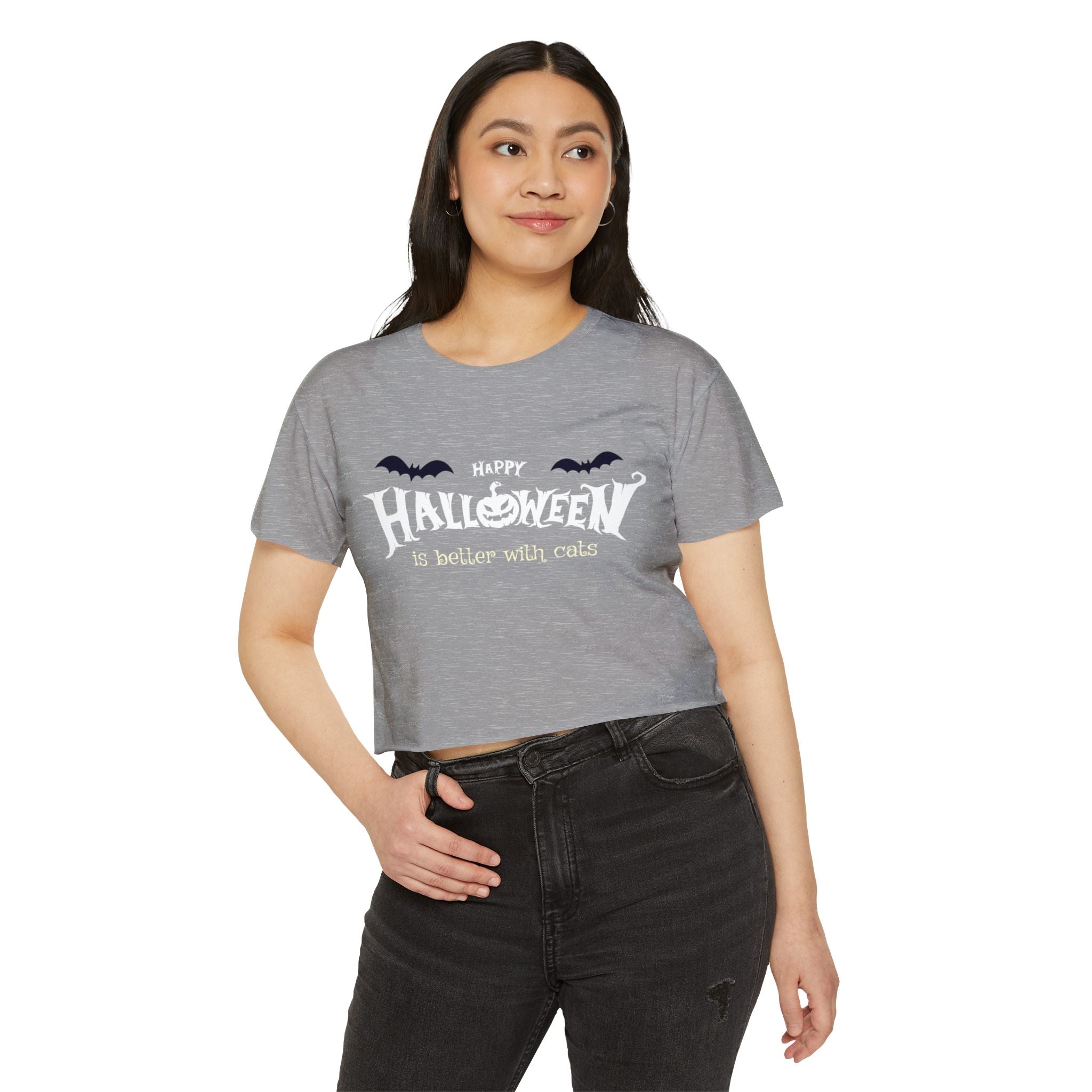 Halloween with Witch's Cats | Women's Festival Crop Top