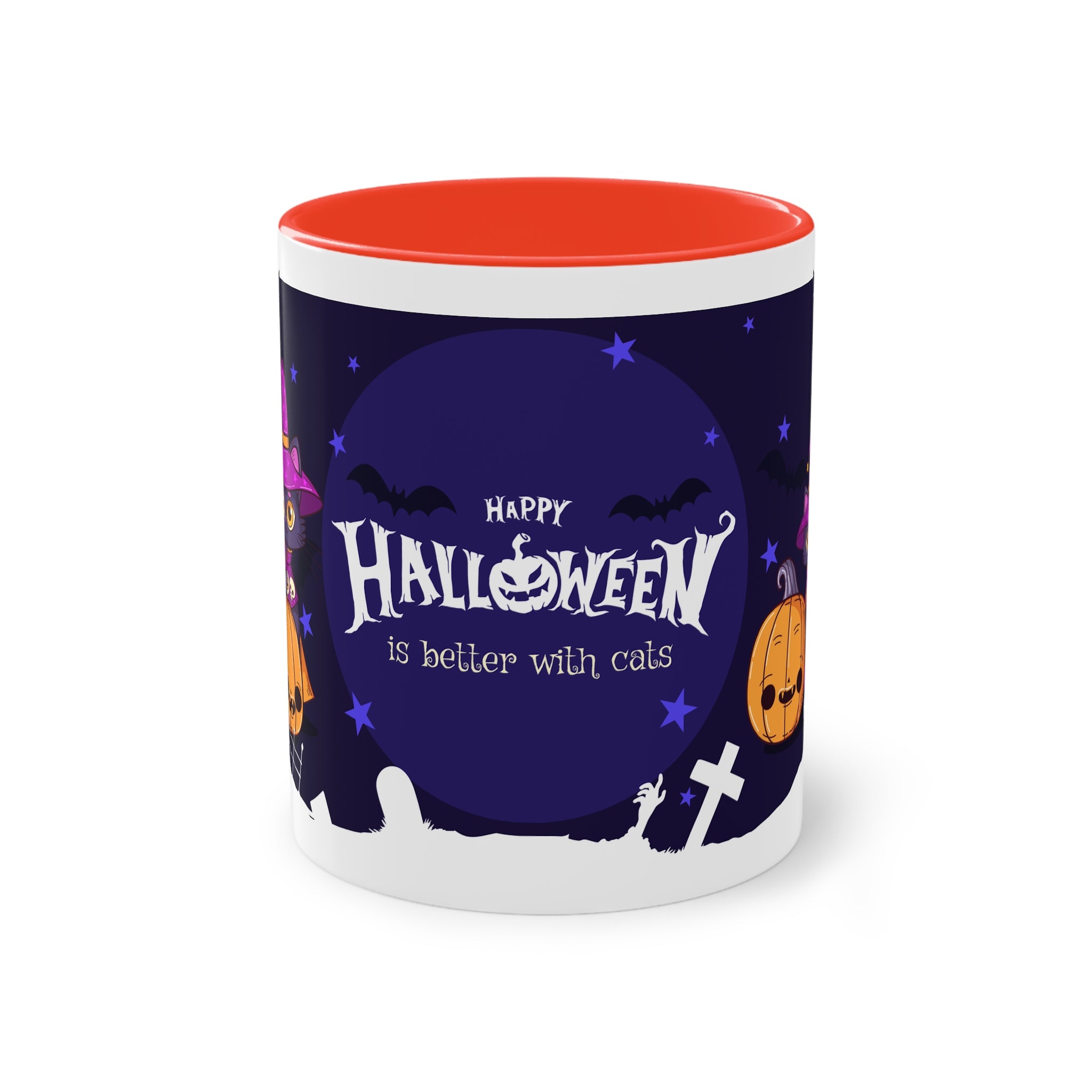 Happy Halloween with Witch's Cats | Two-Tone Coffee Mug