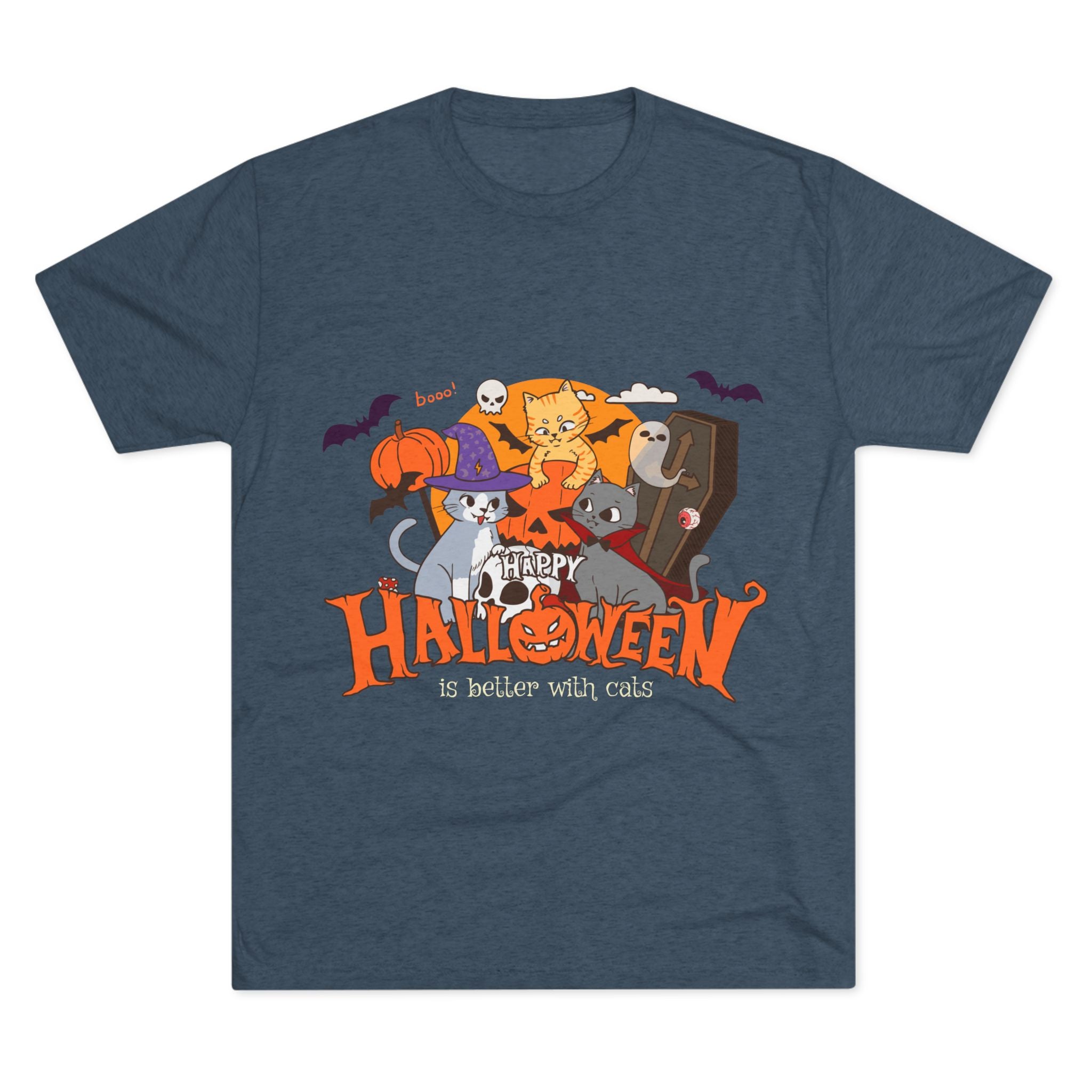 Halloween is Better with Cats | Unisex Tri-Blend Crew Tee