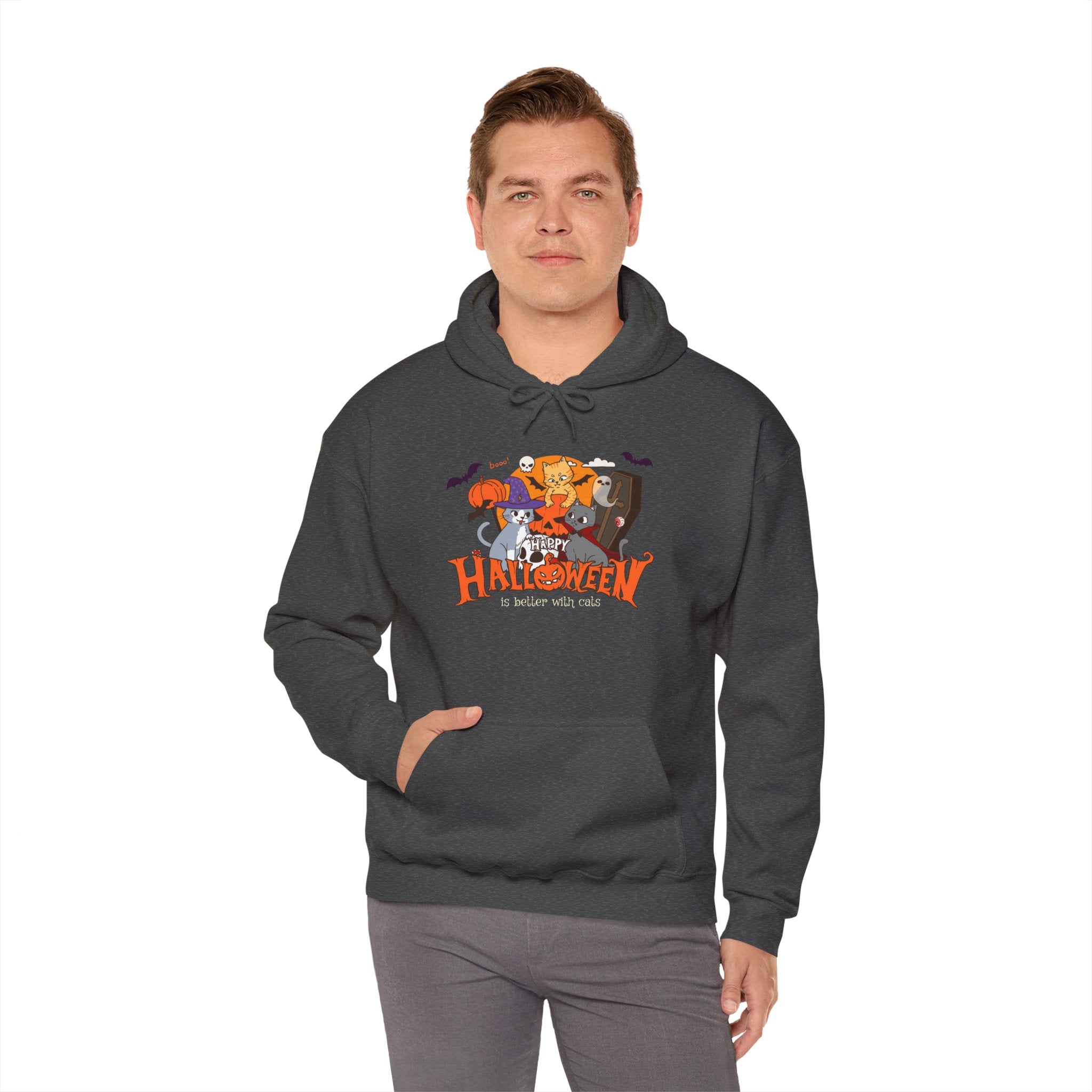 Halloween is Better with Cats | Unisex Heavy Blend Hooded Sweatshirt