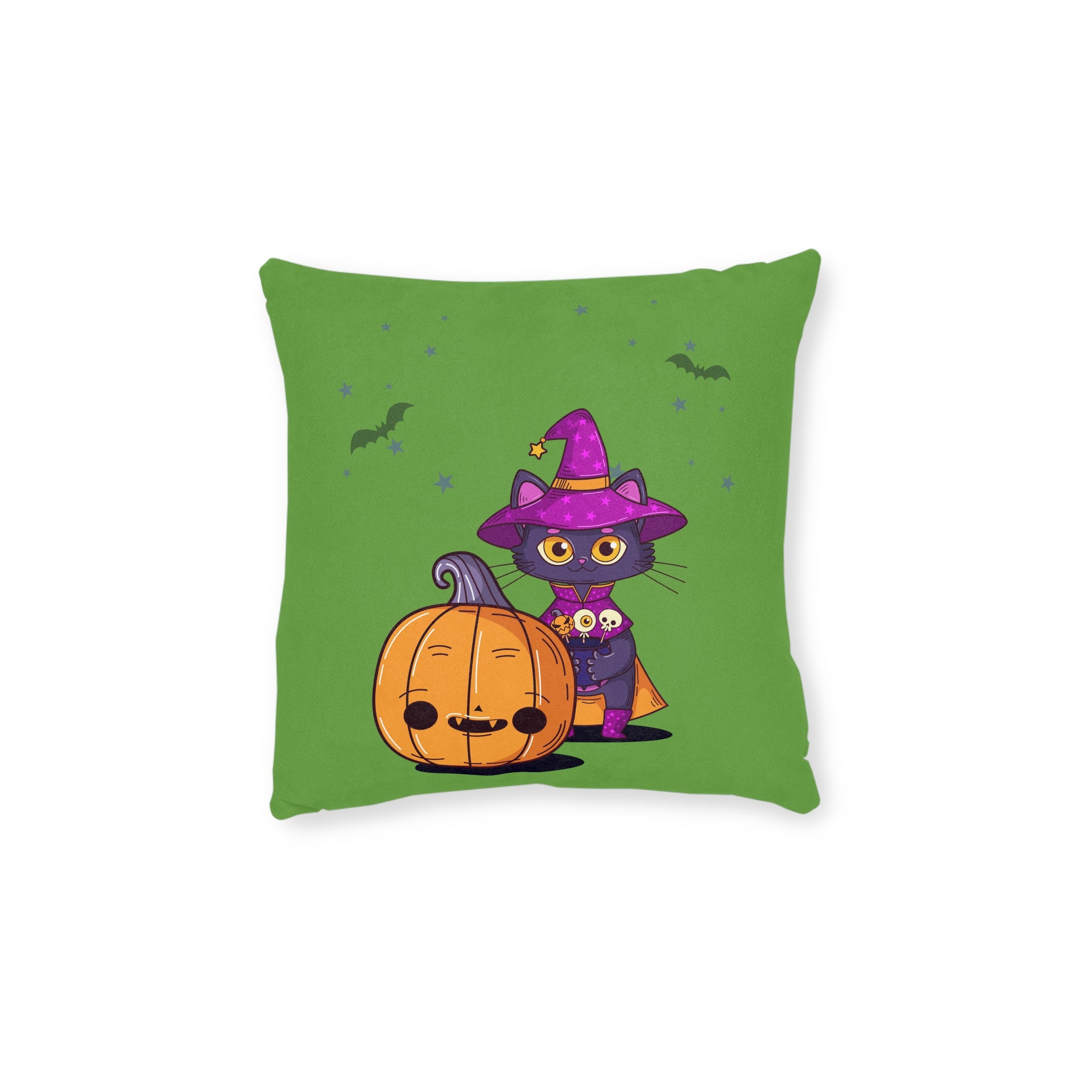 Halloween with Witch's Cats | Square Pillow
