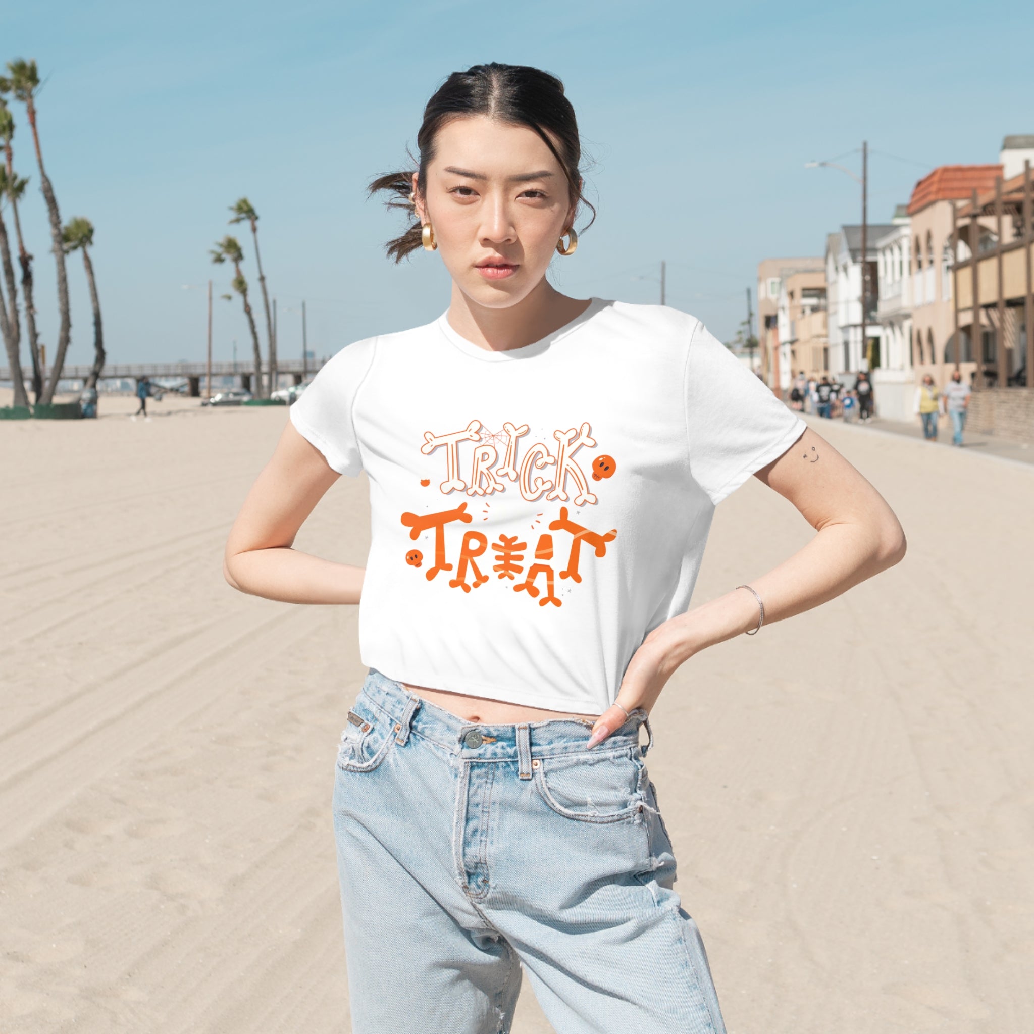 Halloween Trick or Treat | Women's Flowy Cropped Tee
