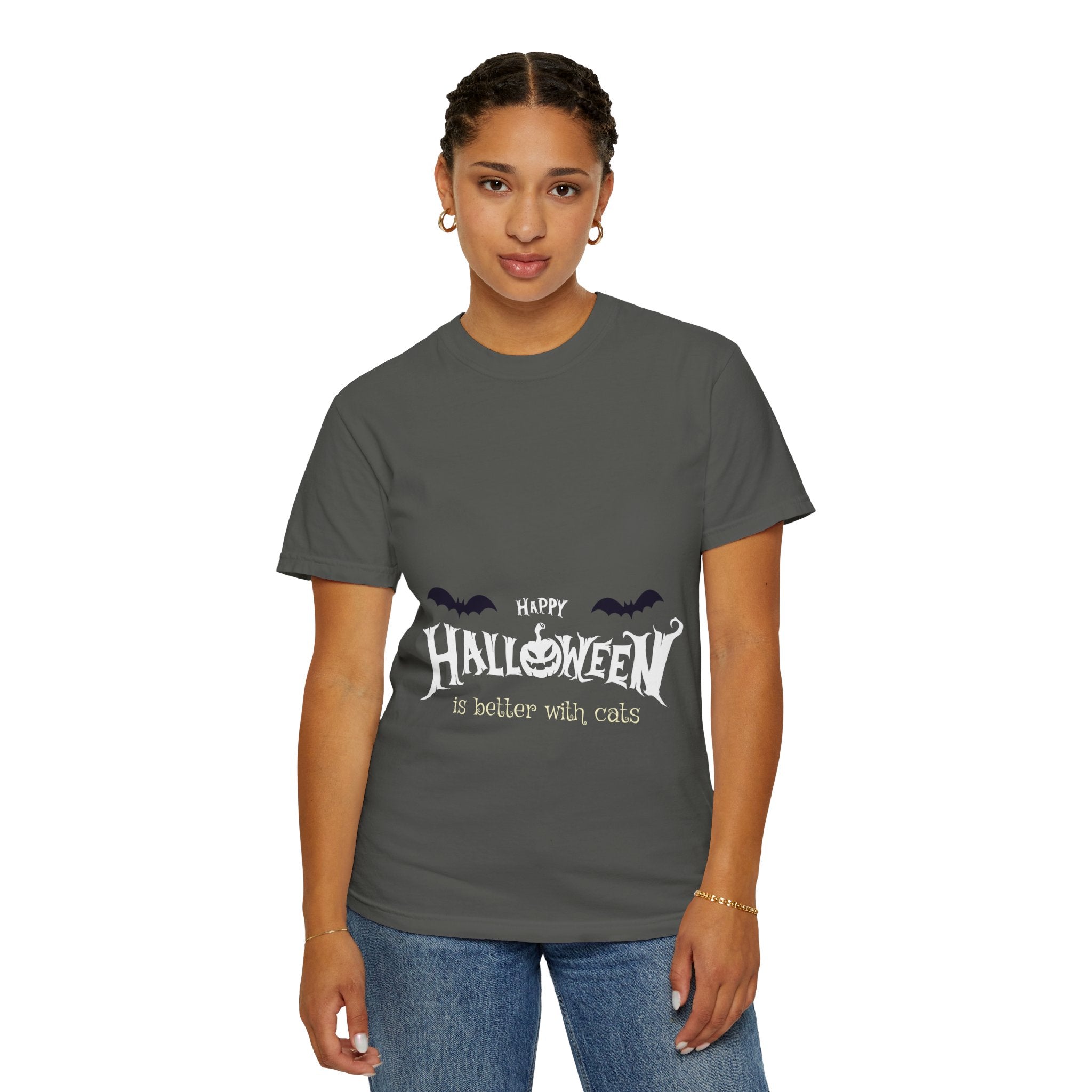 Halloween with Witch's Cats | Unisex Garment-Dyed T-shirt