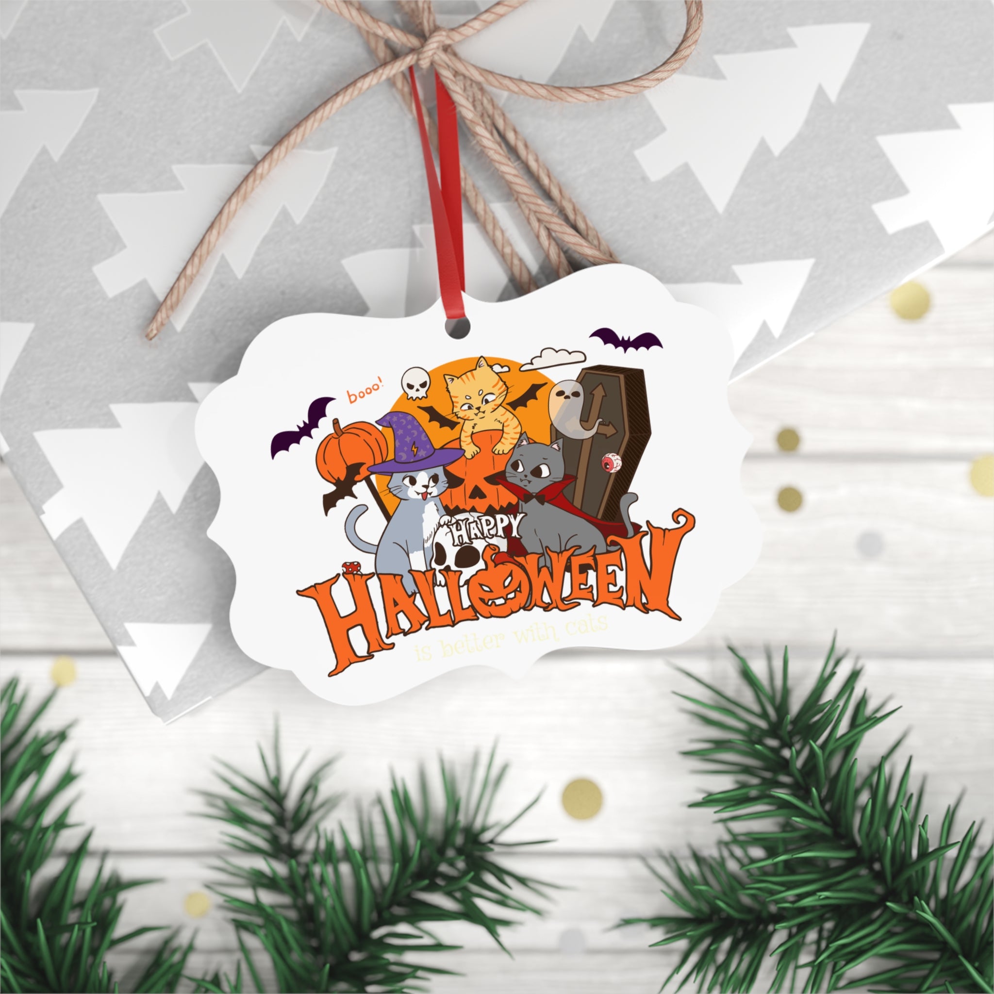 Halloween is Better with Cats | Metal Plaque Ornament