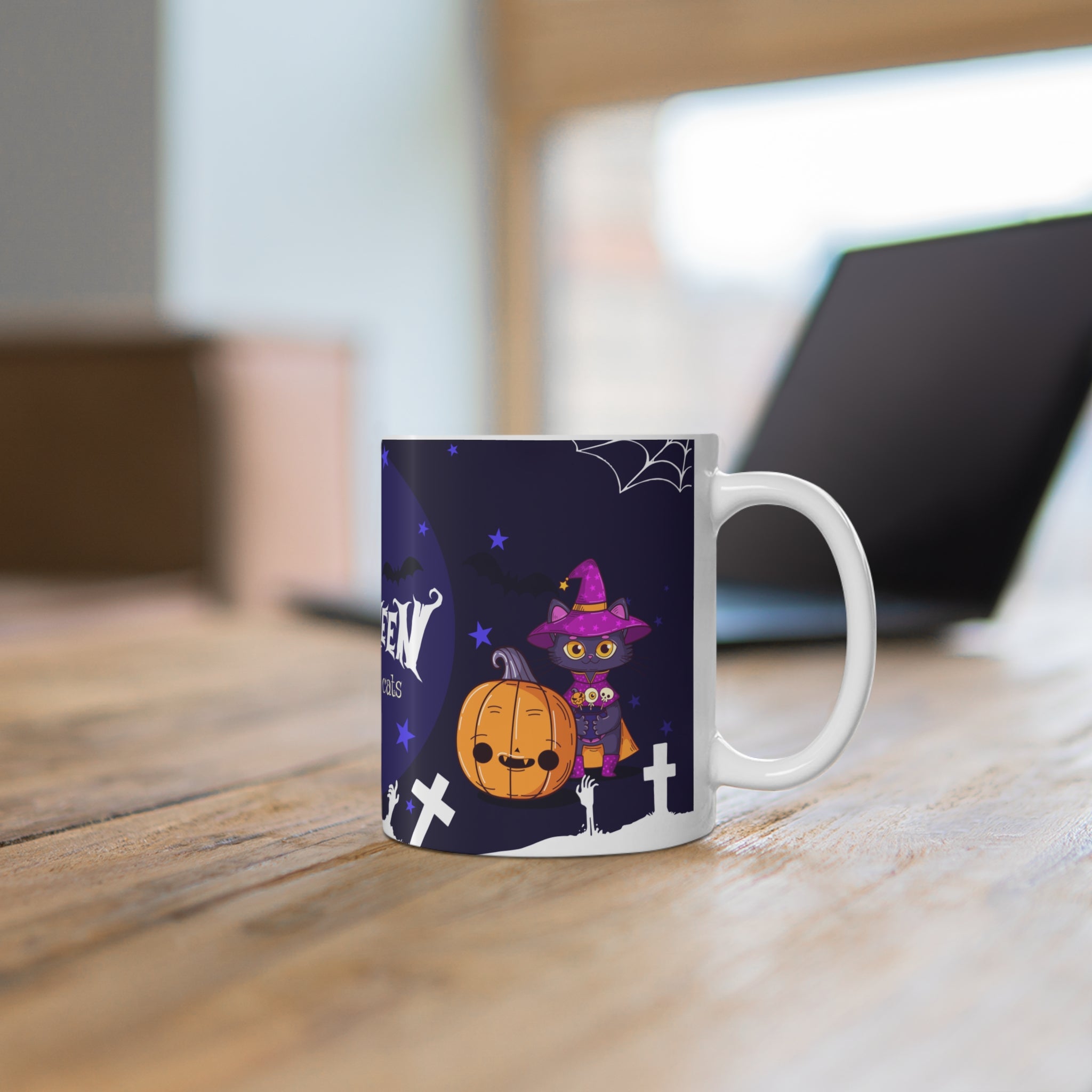 Happy Halloween with Witch's Cats | Ceramic Coffee Cups