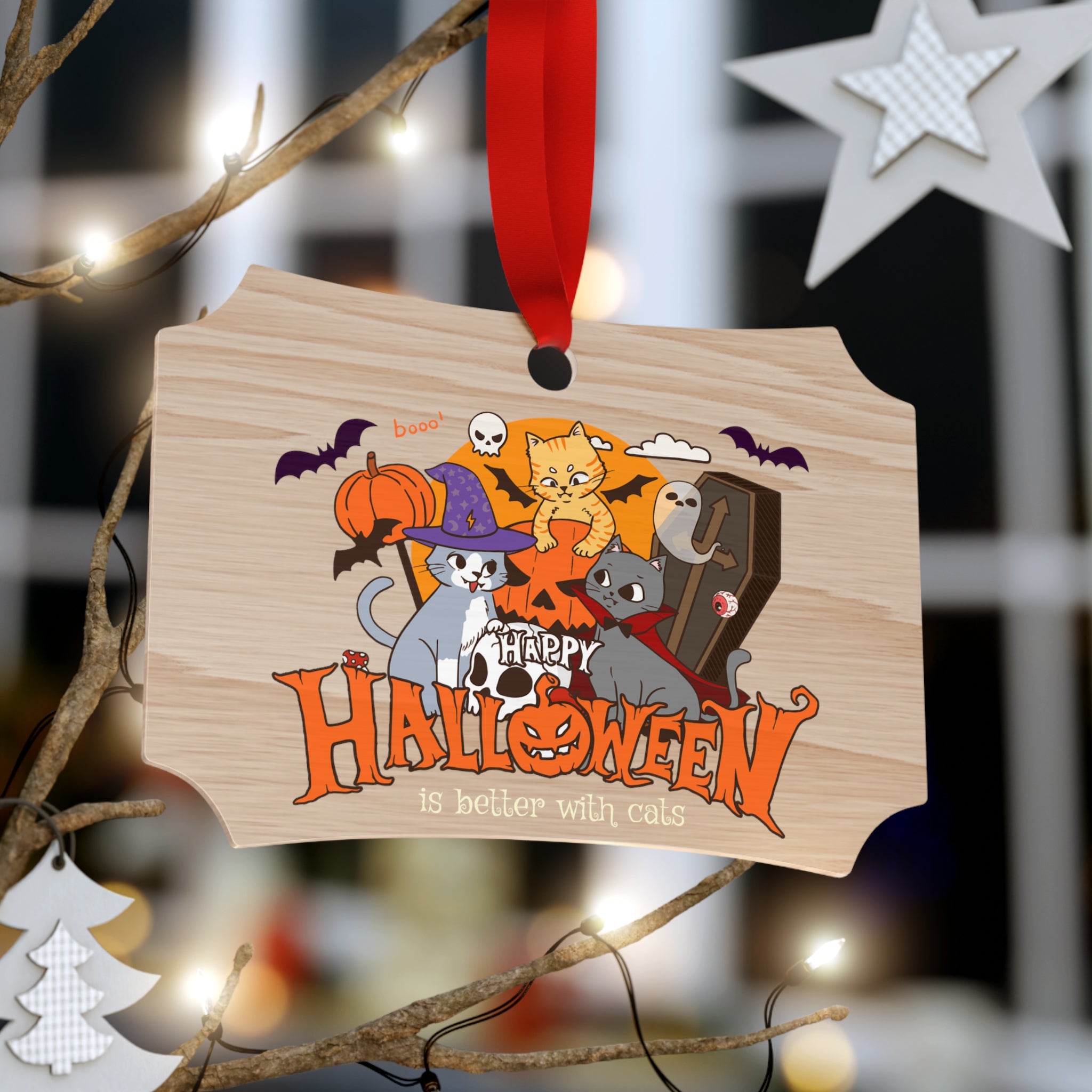 Halloween is Better with Cats | Plywood Ornaments