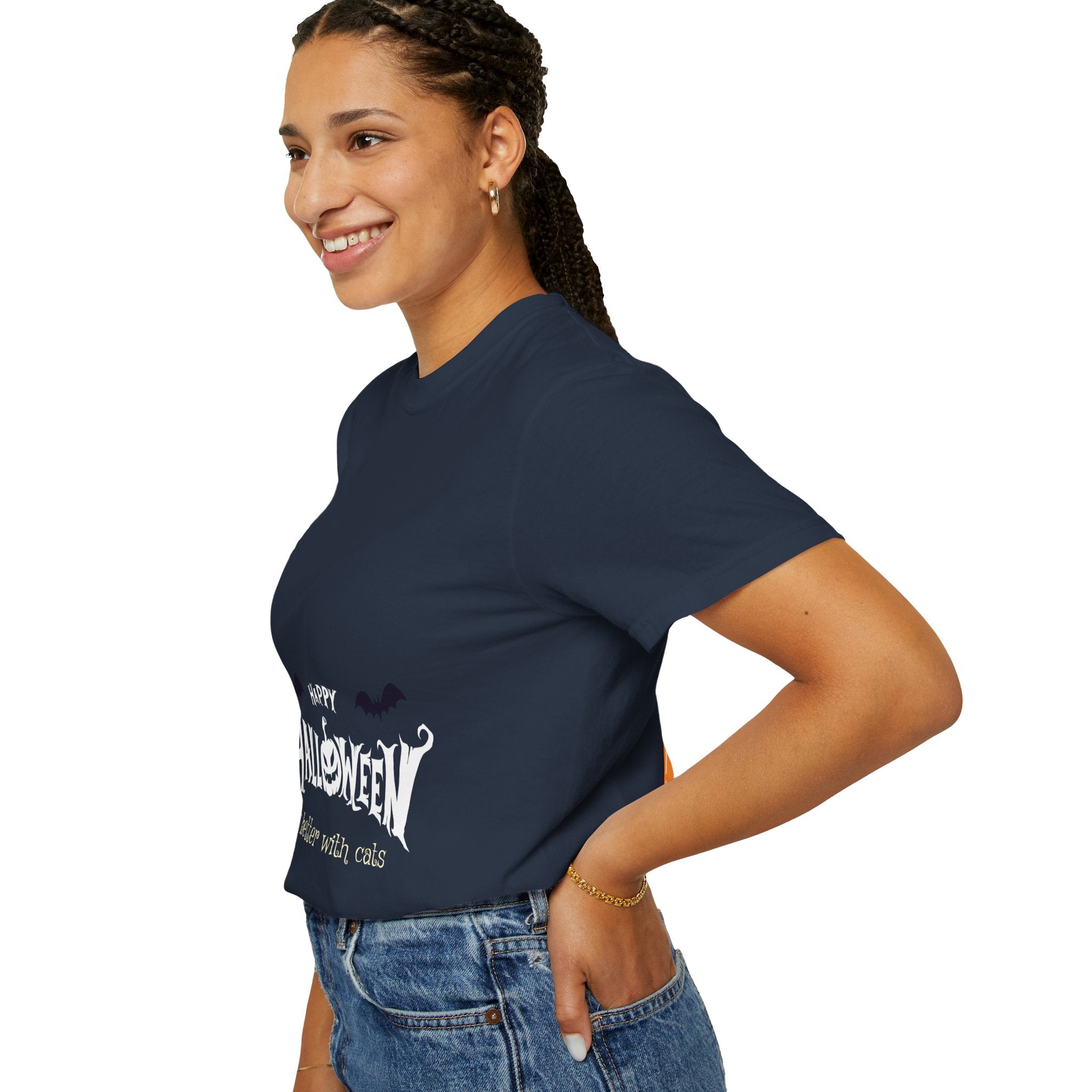 Halloween with Witch's Cats | Unisex Garment-Dyed T-shirt