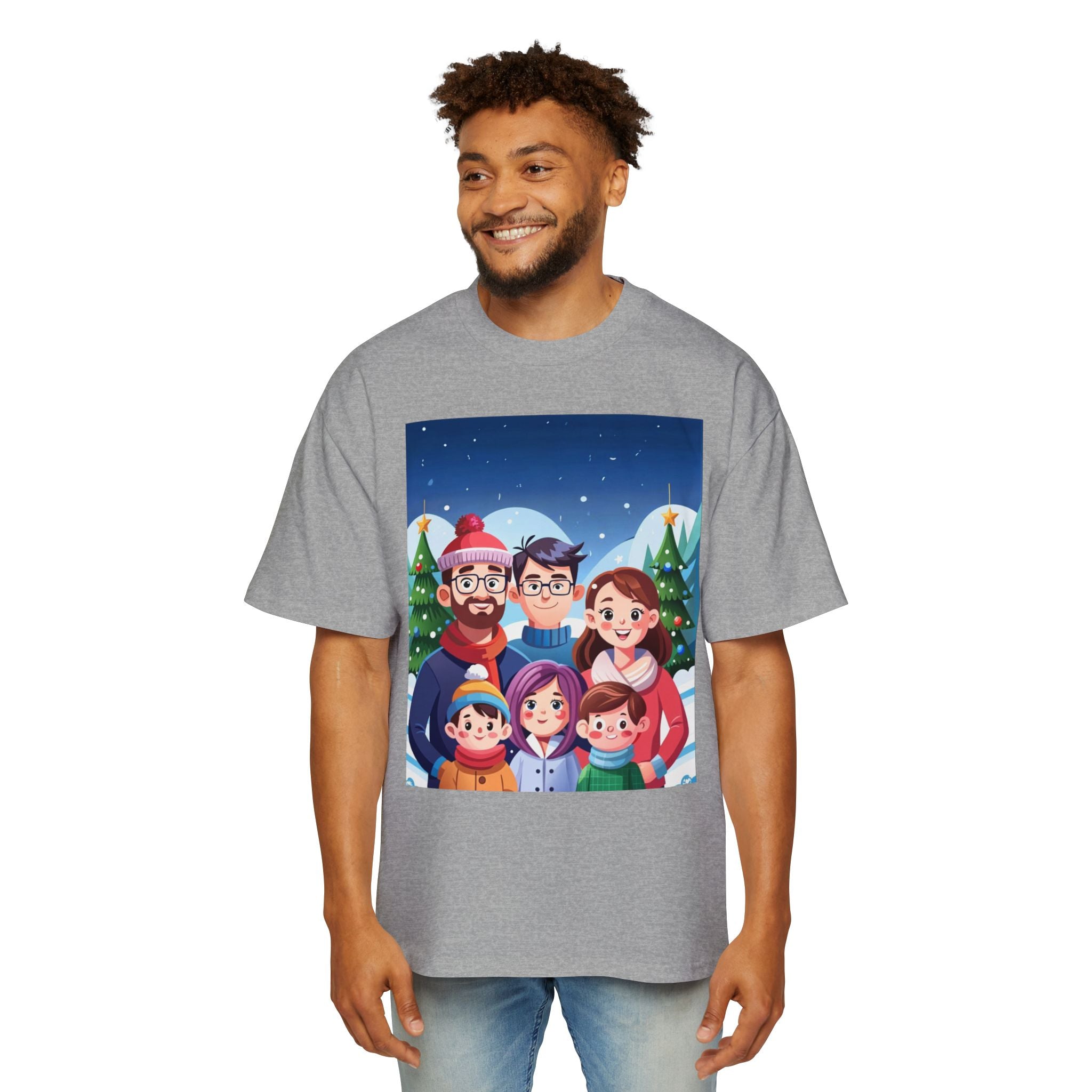 Happy Christmas with Family | Men's Heavy Oversized Tee