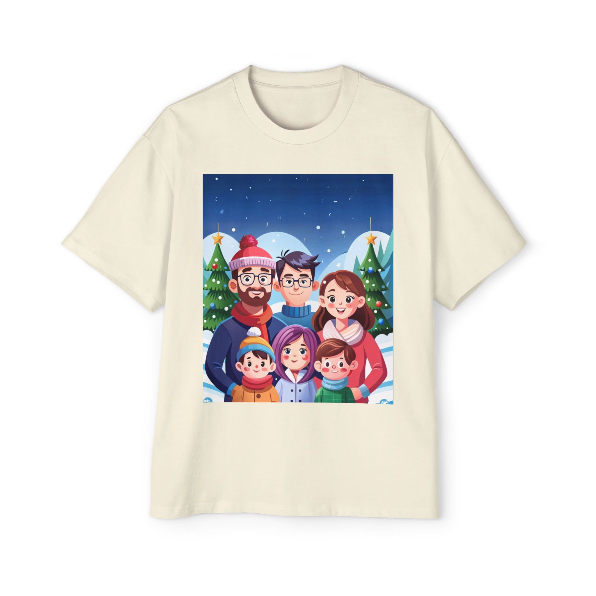 Happy Christmas with Family | Men's Heavy Oversized Tee